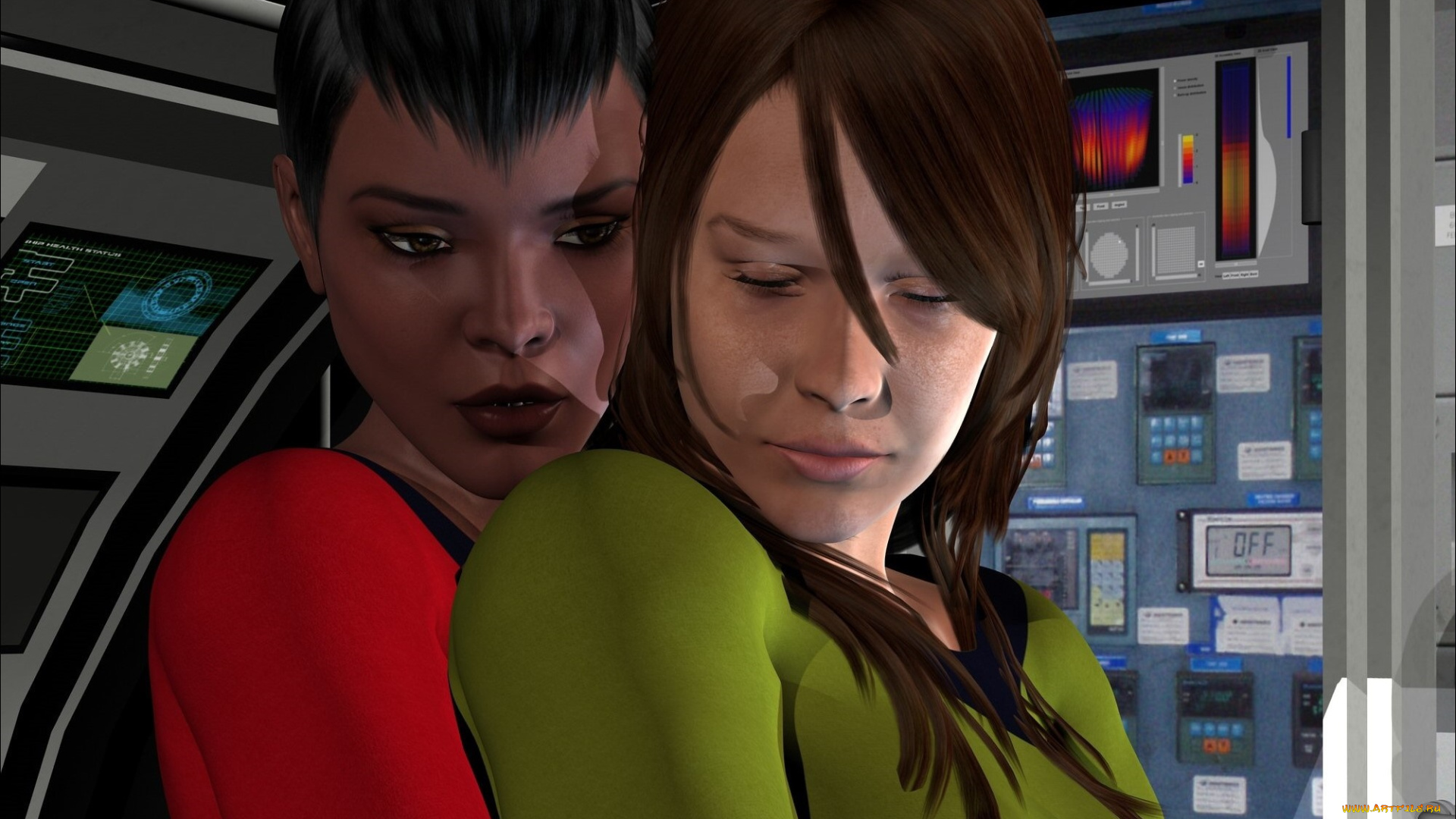 3д, графика, фантазия, , fantasy, фон, взгляд, девушки