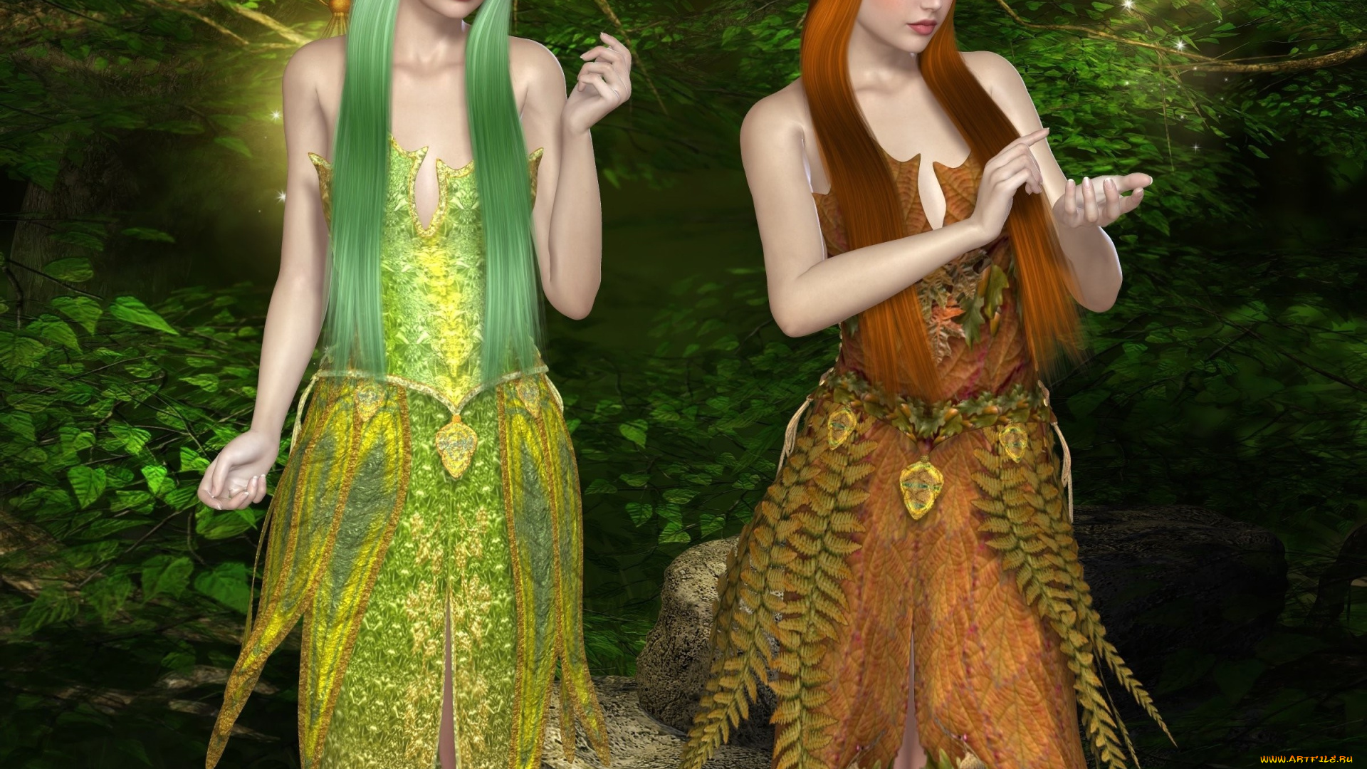 3д, графика, фантазия, , fantasy, взгляд, девушки, фон