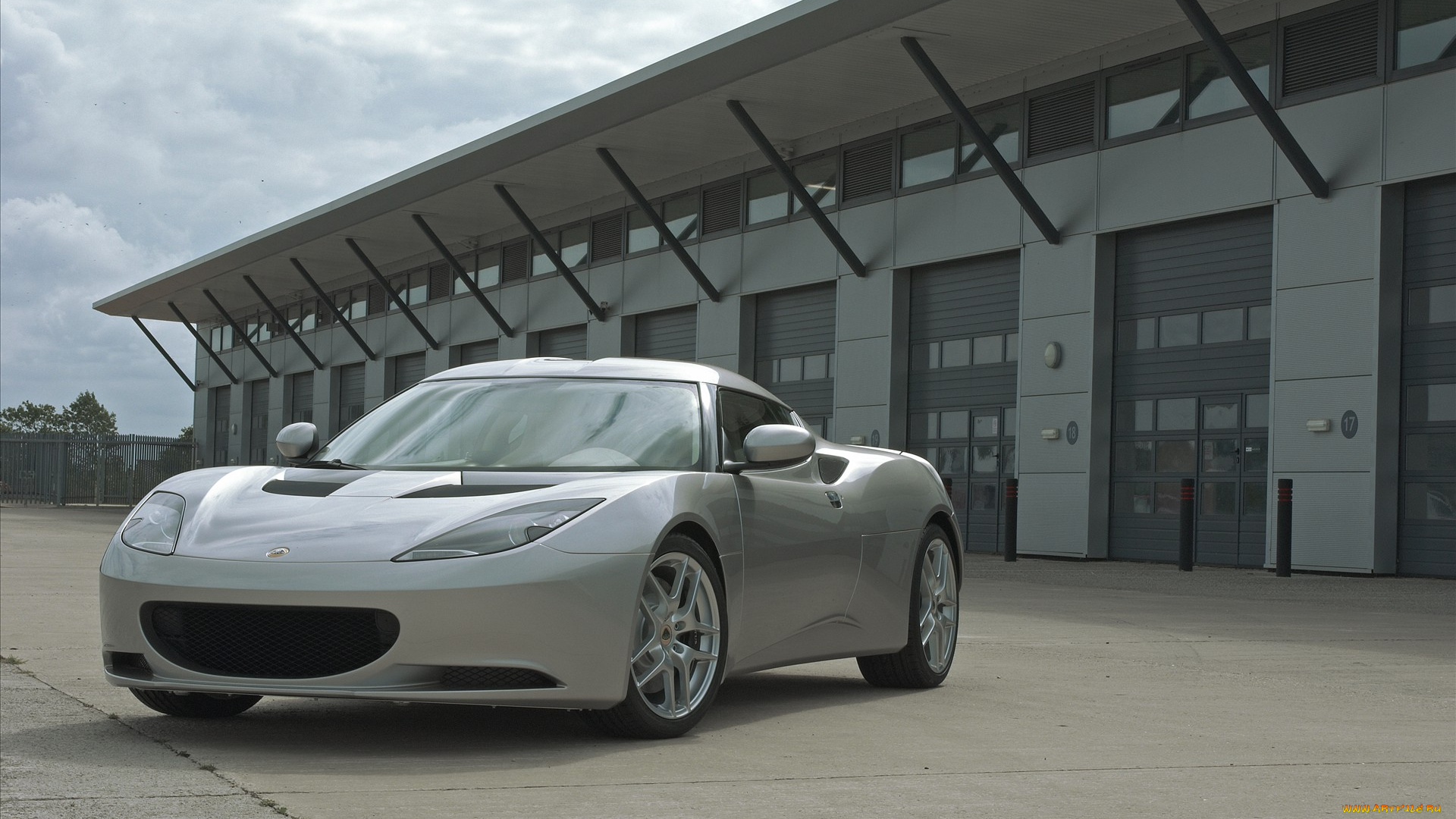 автомобили, lotus, evora, здание, серебристый, лотус