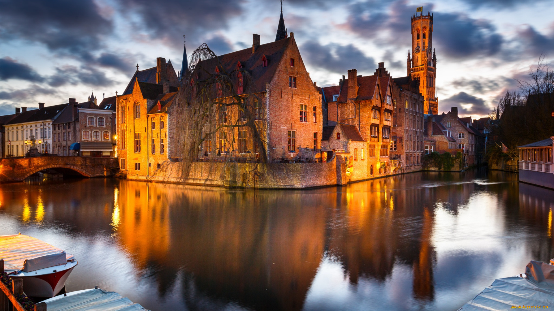 brugge, города, брюгге, , бельгия, канал, мост, здания