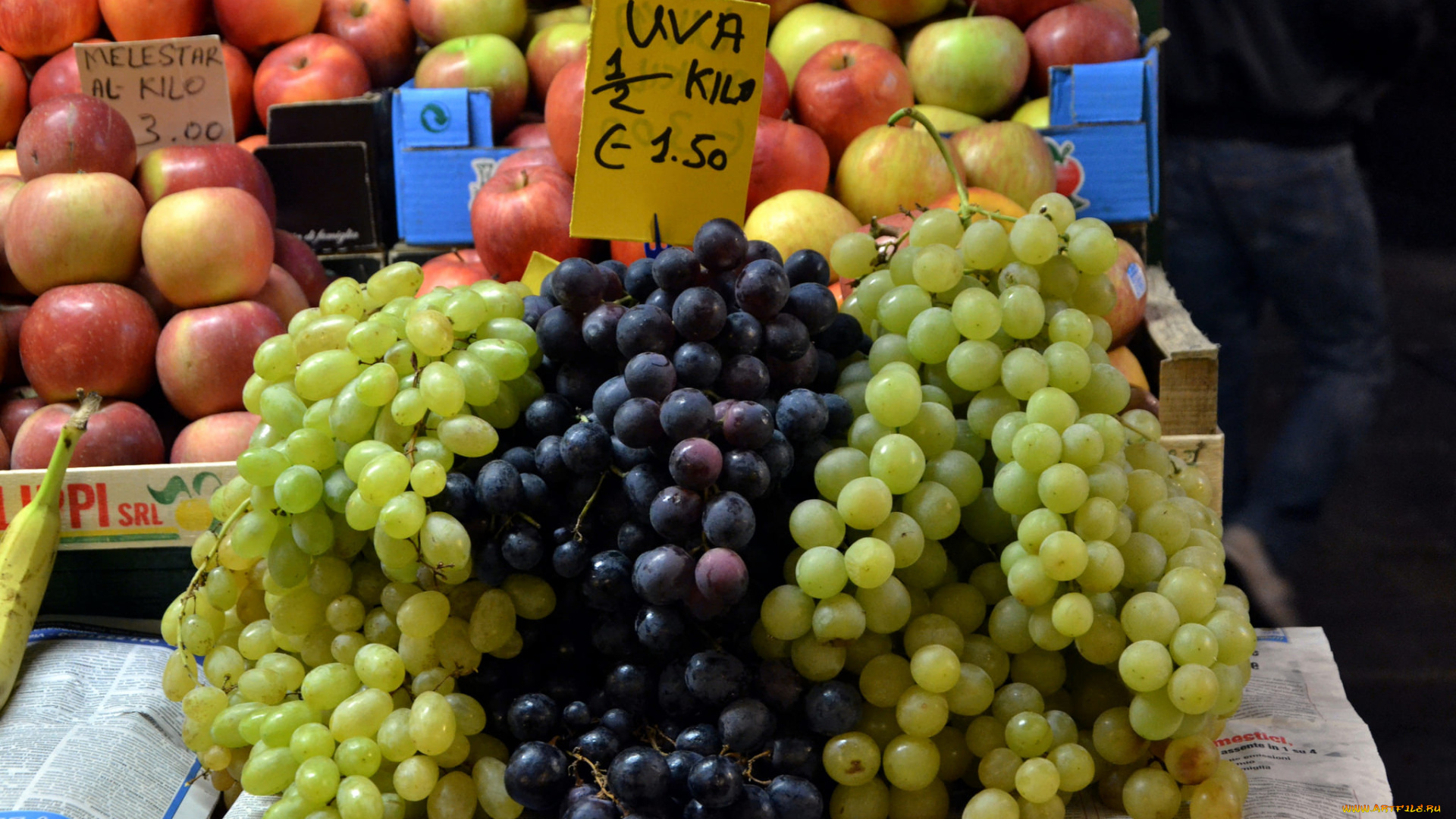 еда, виноград, прилавок