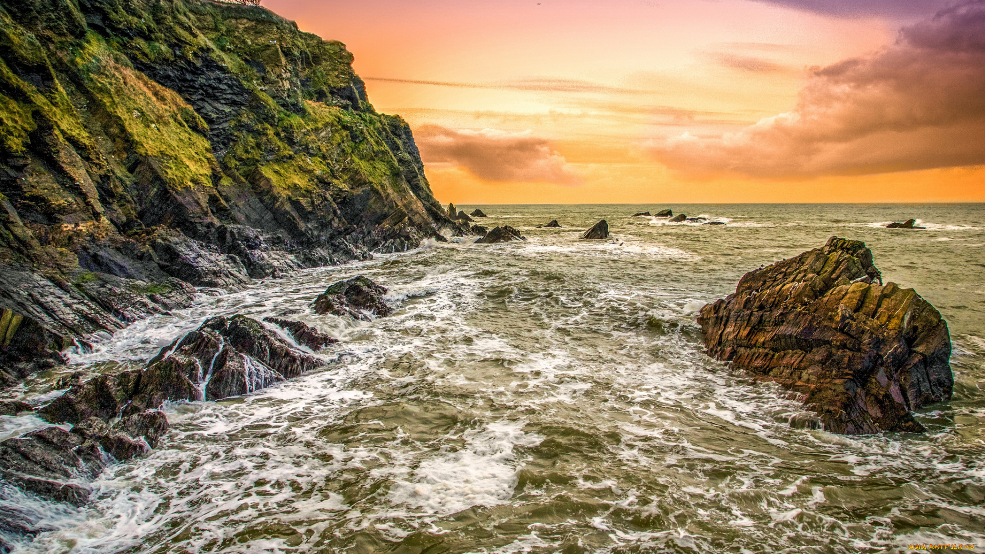 природа, побережье, скалы, океан