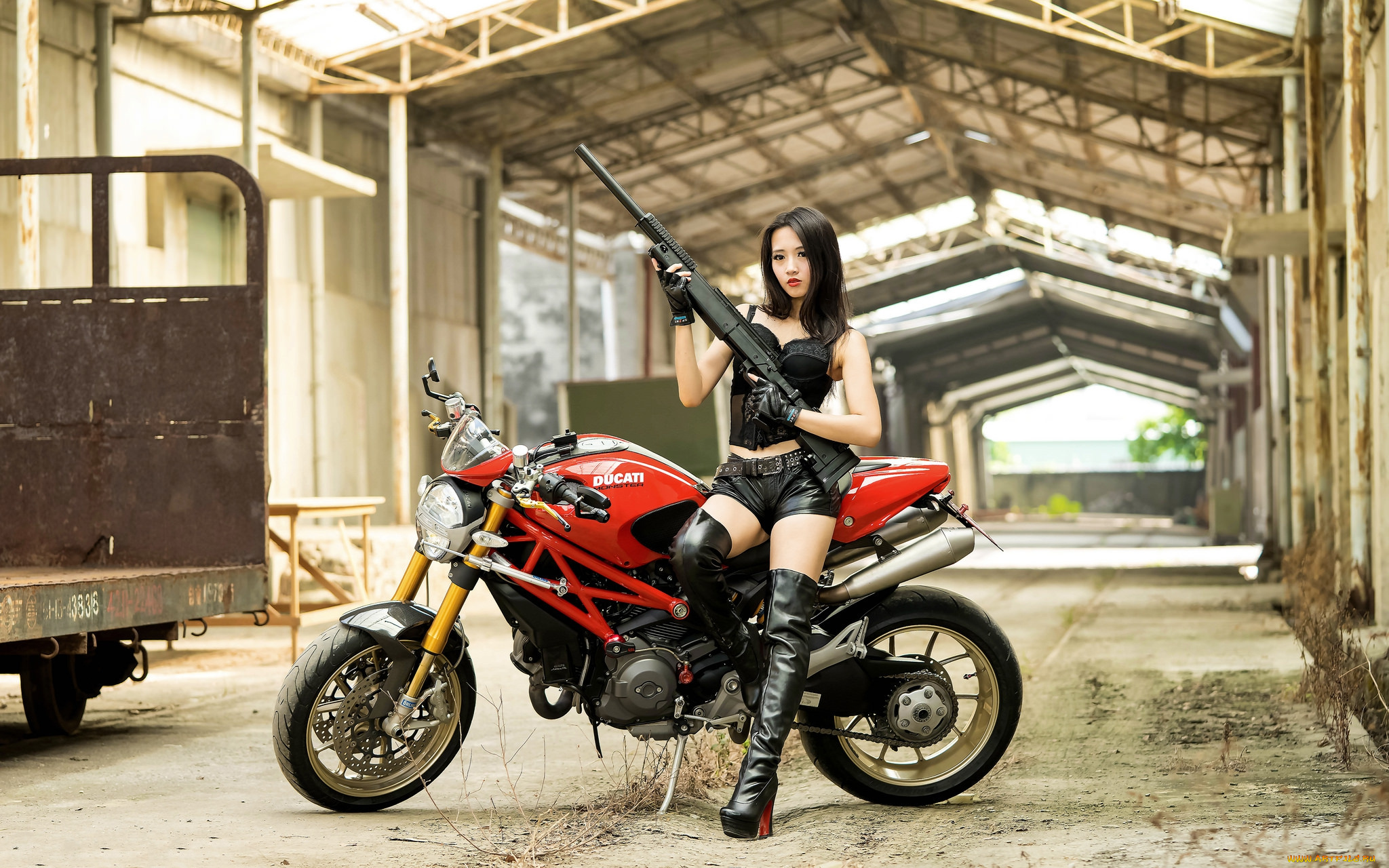 мотоциклы, мото, с, девушкой, девица, байк