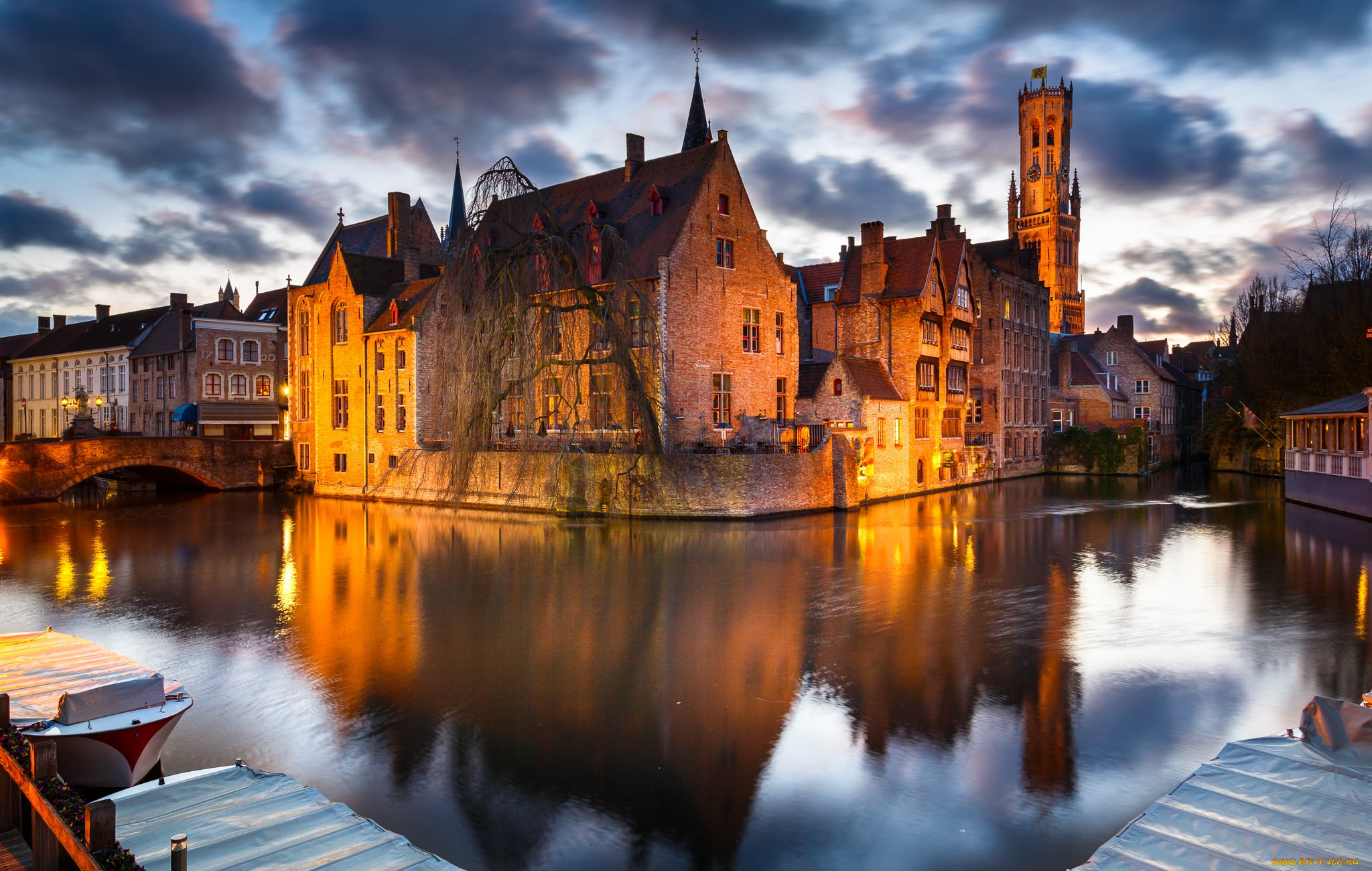 brugge, города, брюгге, , бельгия, канал, мост, здания