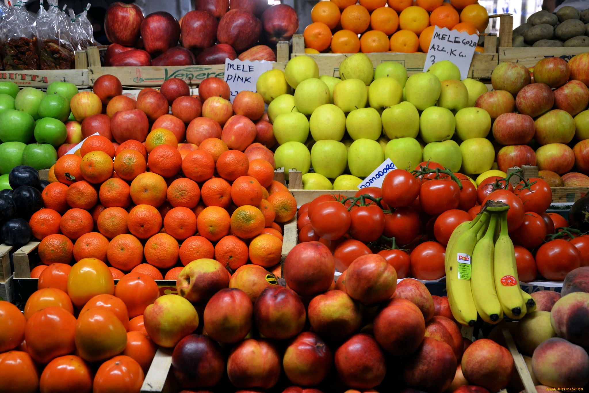 еда, фрукты, и, овощи, вместе, прилавок