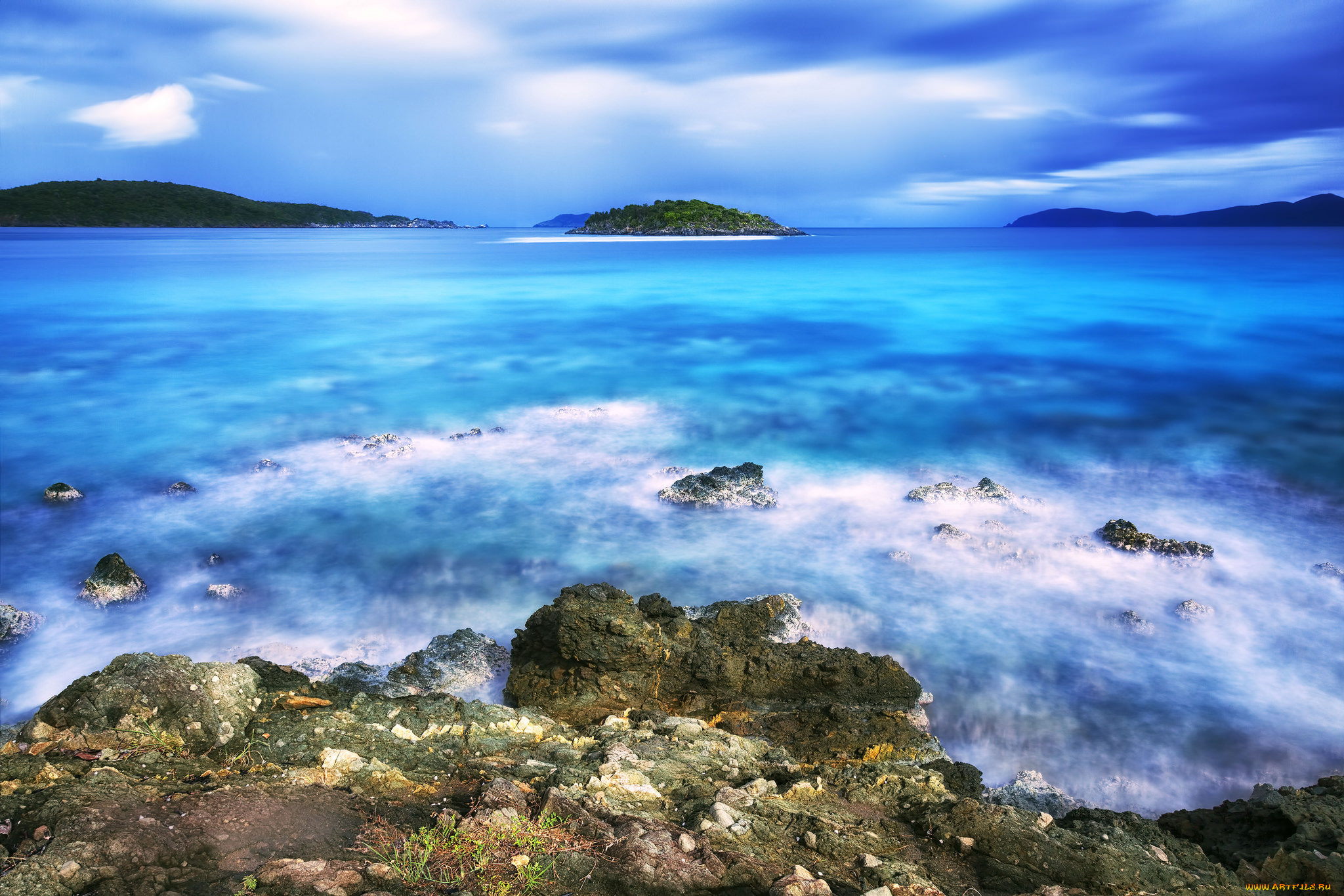 природа, побережье, остров, деревья, капли, камни, пляж, вода