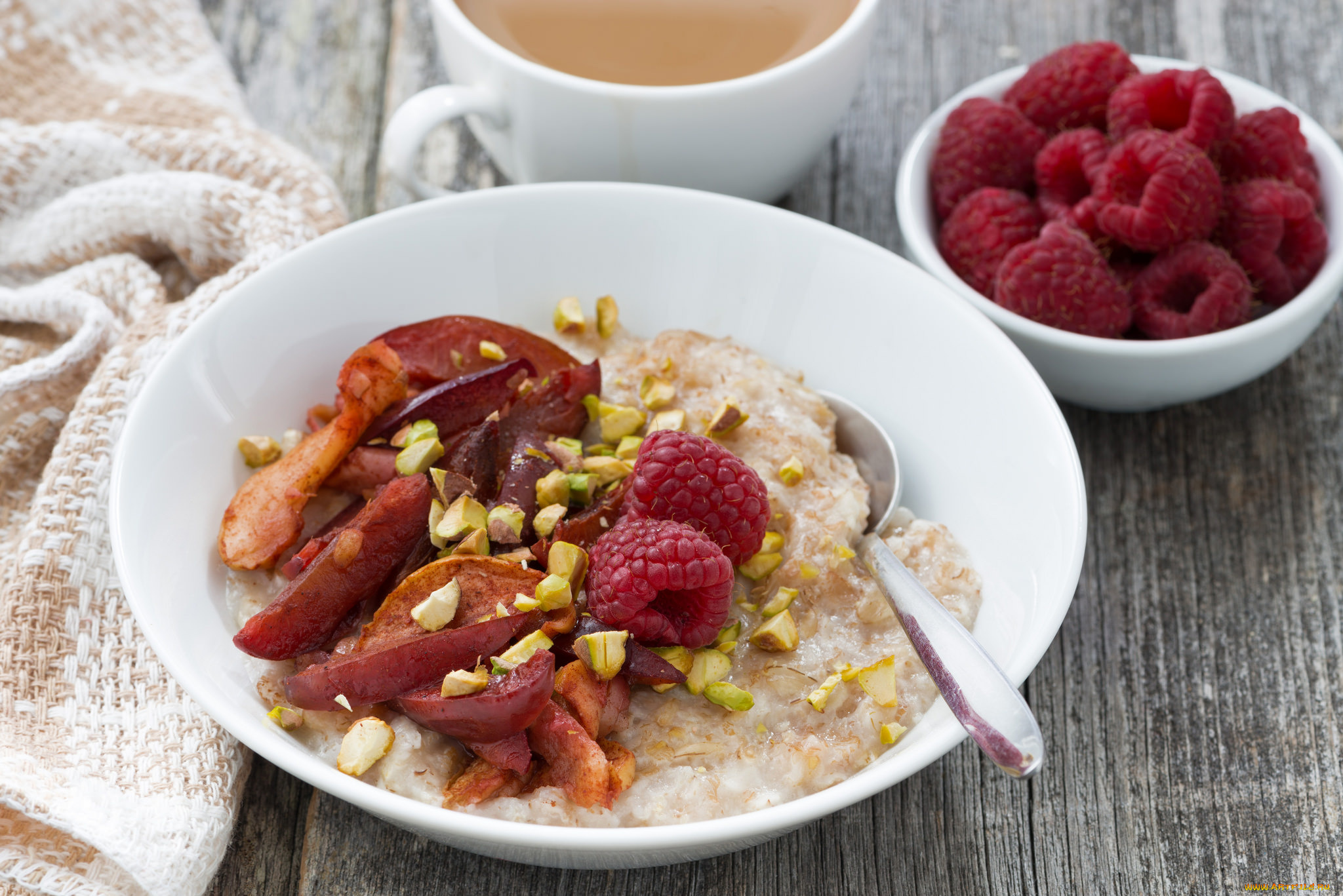 еда, разное, dried, fruits, raspberry, porridge, breakfast, сухофрукты, завтрак, каша, малина