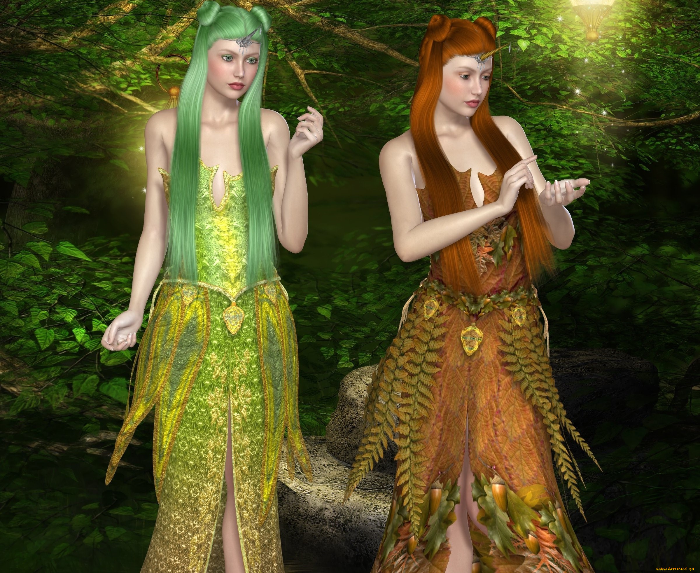 3д, графика, фантазия, , fantasy, взгляд, девушки, фон