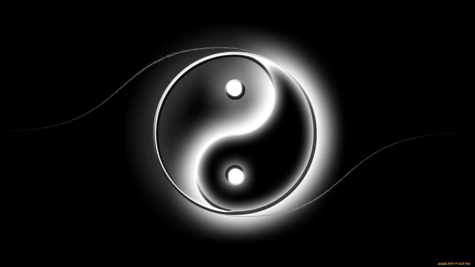 3д, графика, инь-Янь, , yin, yang, фон, логотип