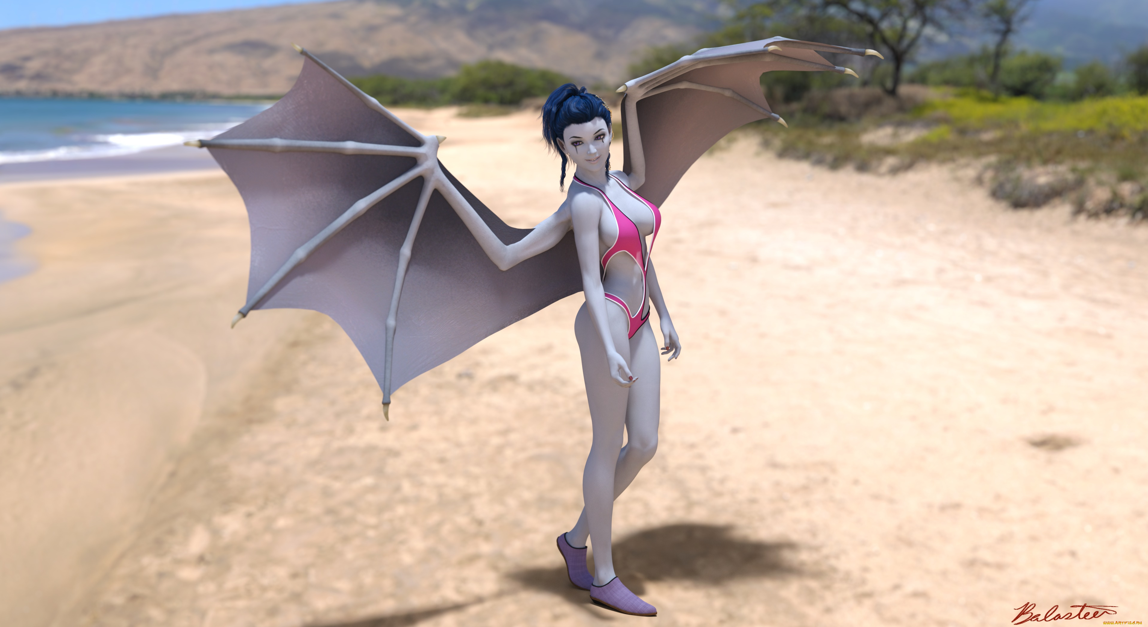 3д, графика, существа, , creatures, фон, взгляд, девушка, демон