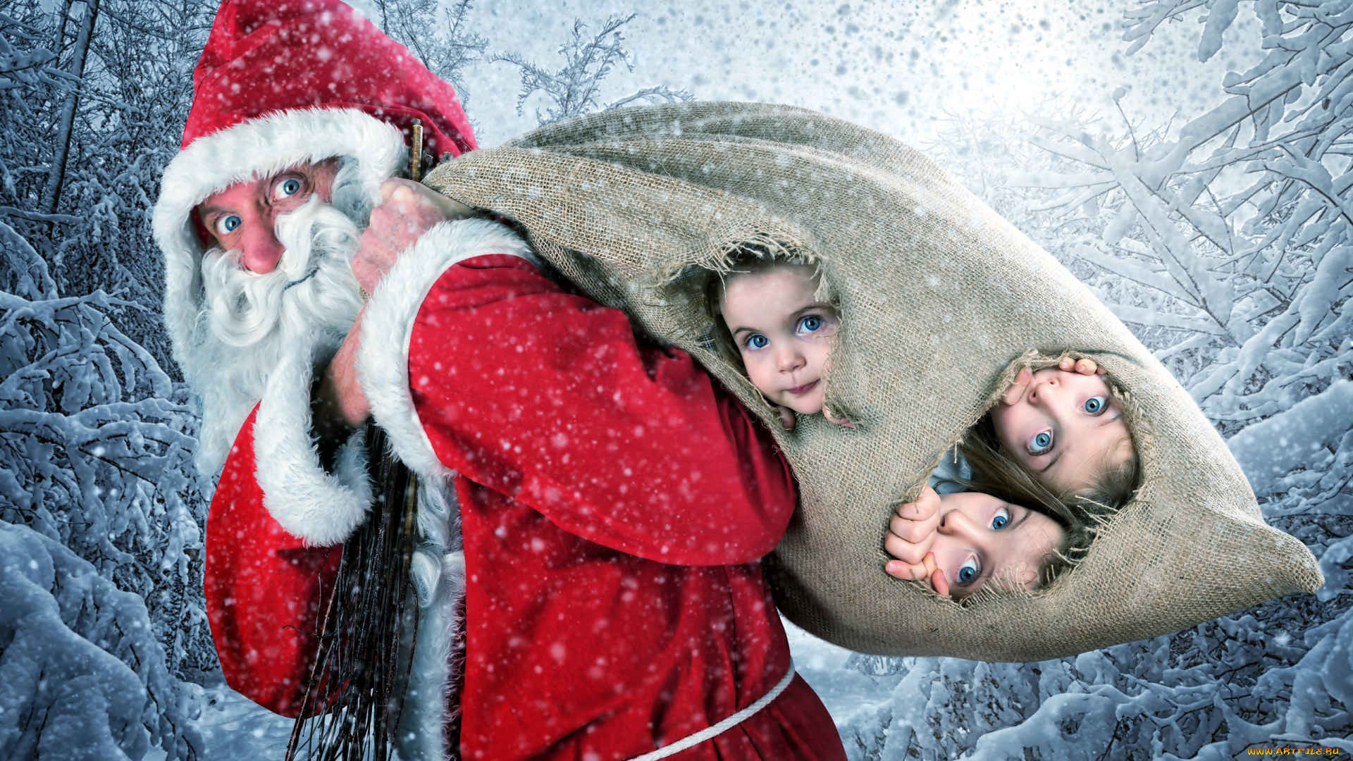 юмор, и, приколы, мешок, санта, дети