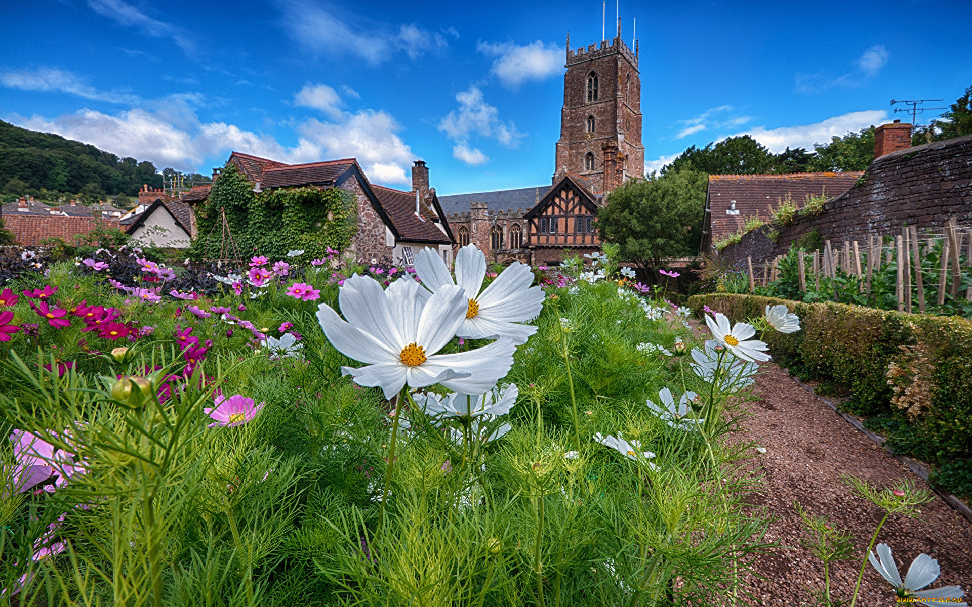 англия, города, -, улицы, , площади, , набережные, цветник, улица, городок