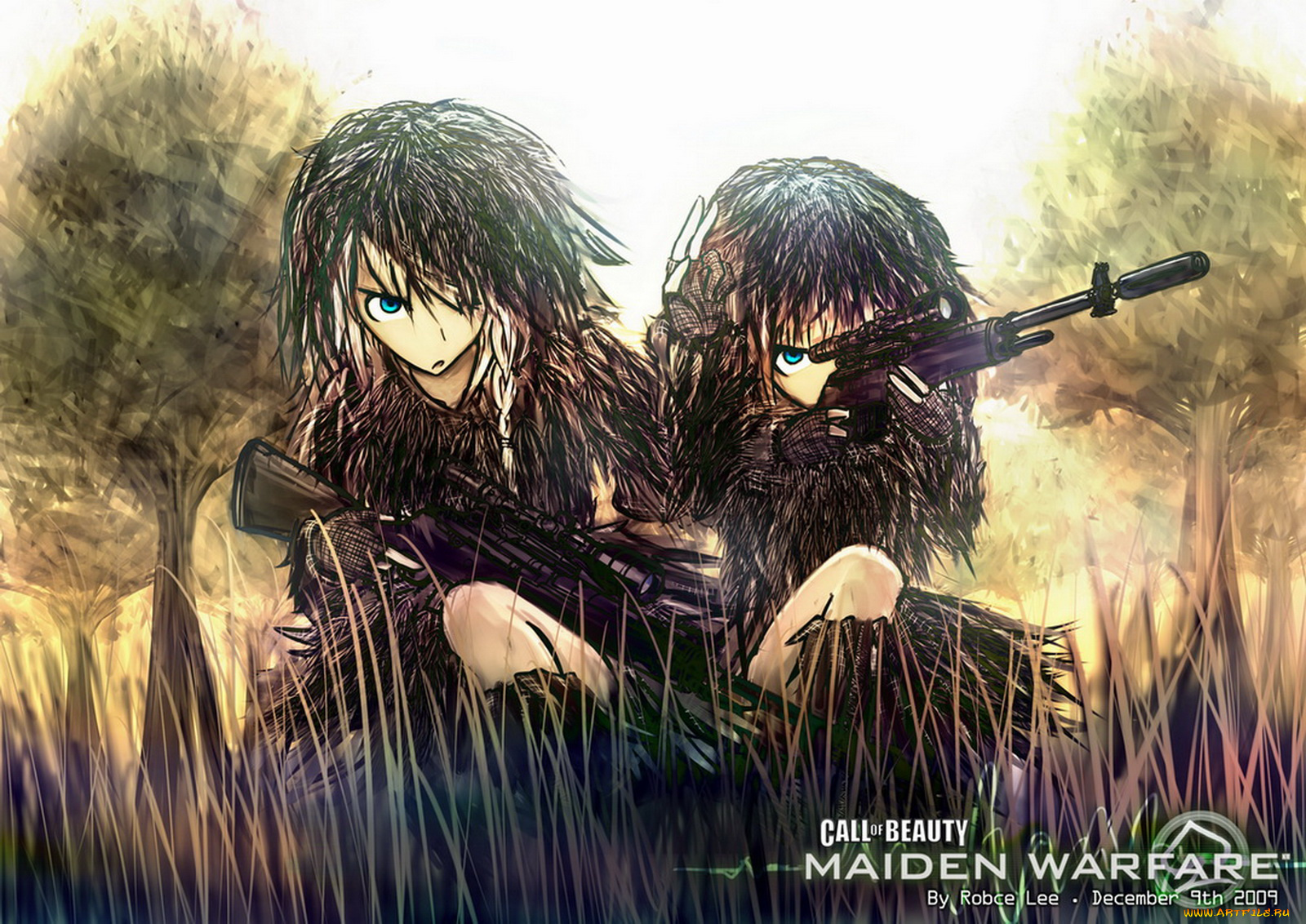 аниме, touhou, сакуя, изаё, пародия, cod, mw