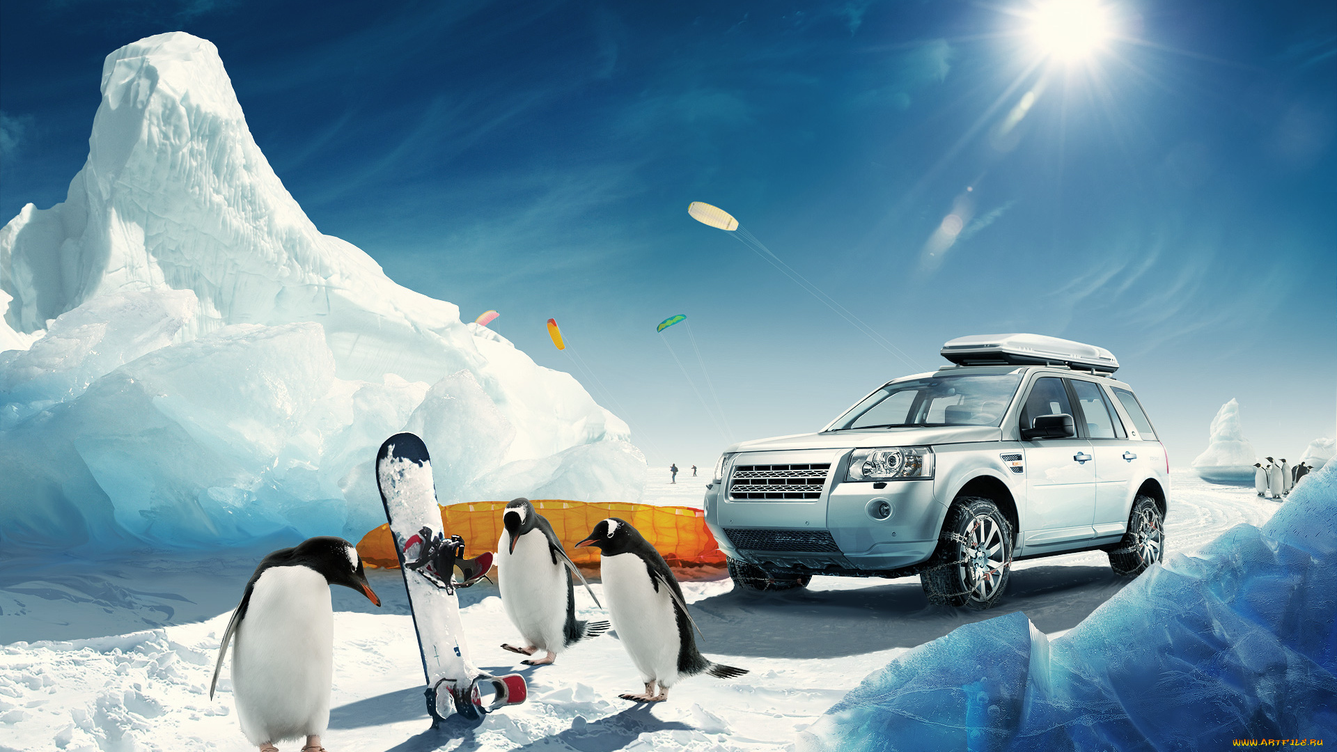 разное, компьютерный, дизайн, автомобиль, пингвины, лёд, сноуборд