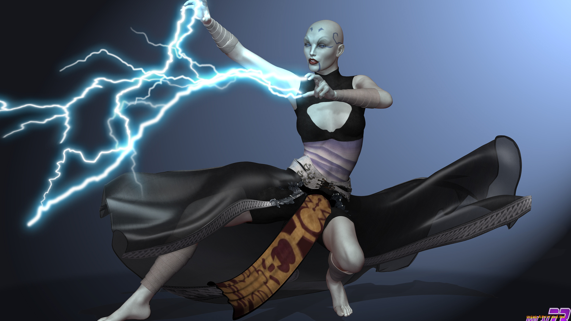 3д, графика, fantasy, , фантазия, девушка, молния