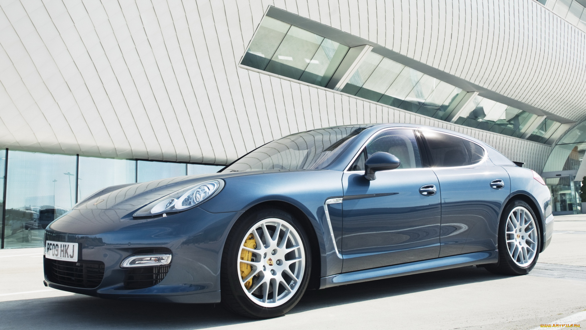 автомобили, porsche, синий, 2009, 970, uk-spec, turbo, panamera