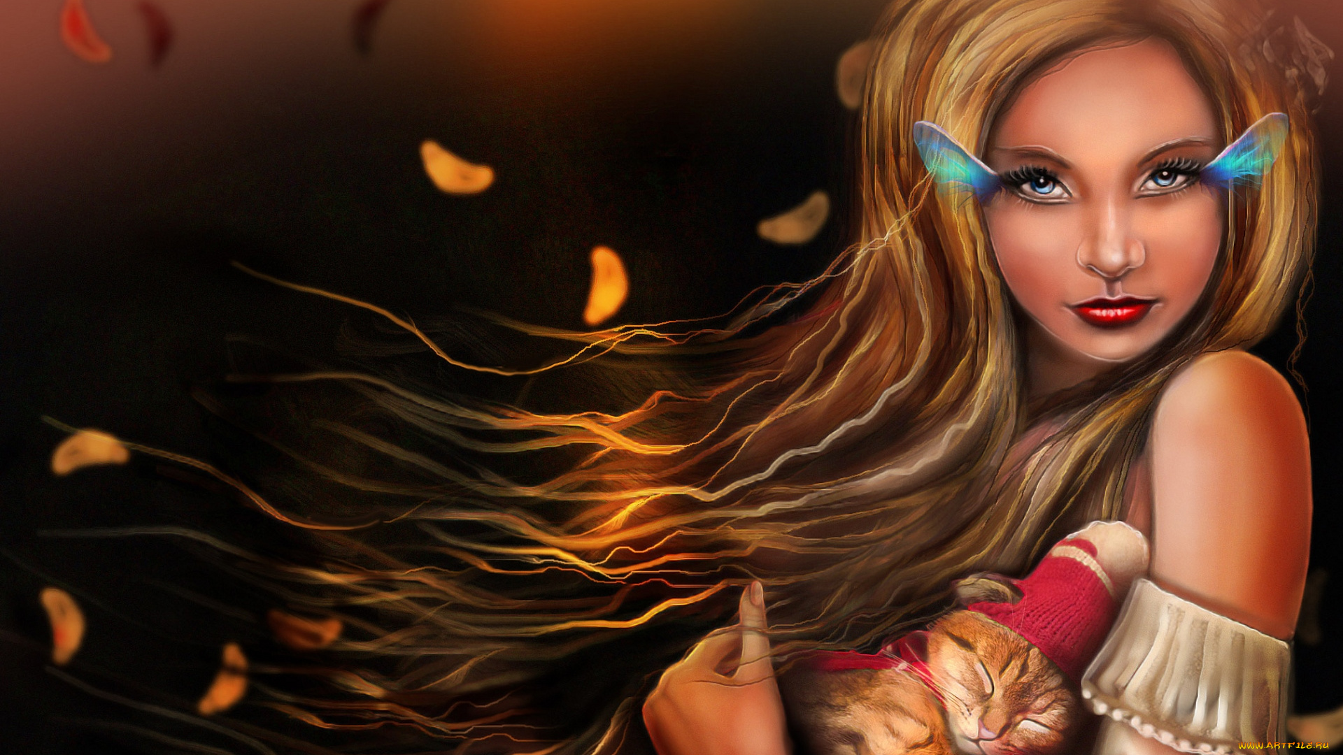 фэнтези, девушки, девушка, ресницы