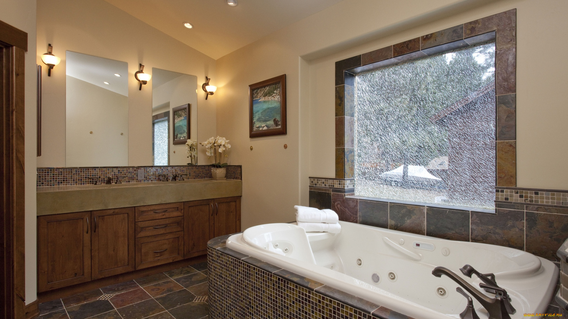 интерьер, ванная, и, туалетная, комнаты, ванна