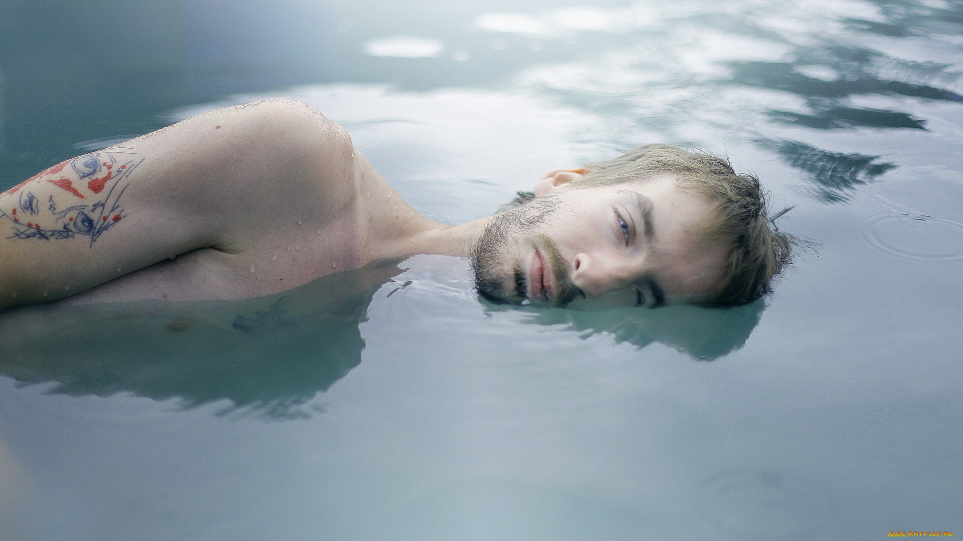 мужчины, -, unsort, взгляд, парень, тату, вода