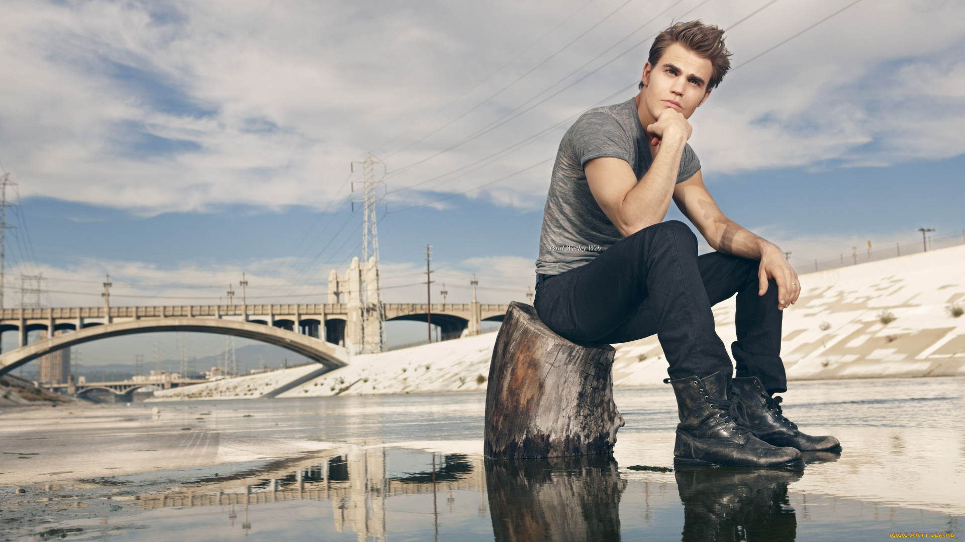 мужчины, paul, wesley, парень, вода, пенёк