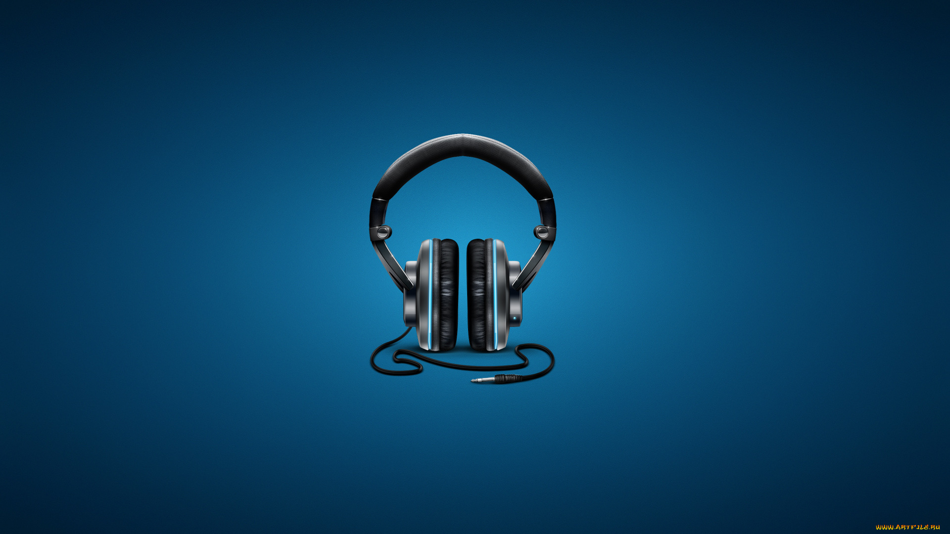 наушники, рисованные, минимализм, синий, фон