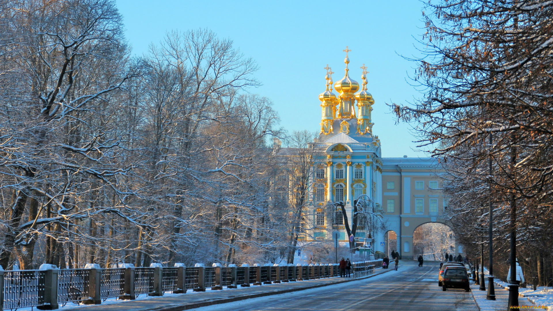 пушкин, , царское, село, города, санкт-петербург, , петергоф, , россия, храм, деревья, снег, пушкин, зима