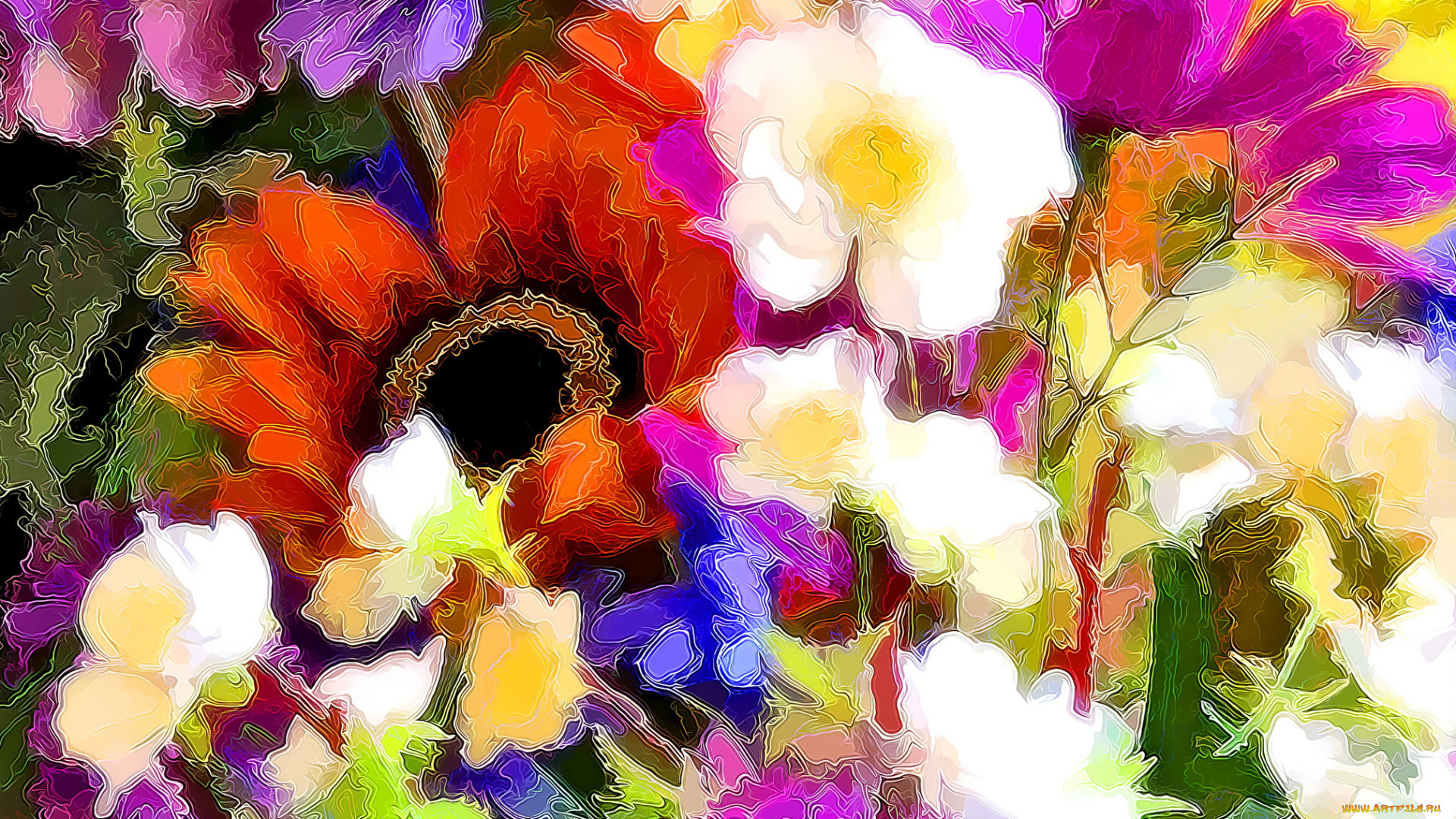 разное, компьютерный, дизайн, цветы