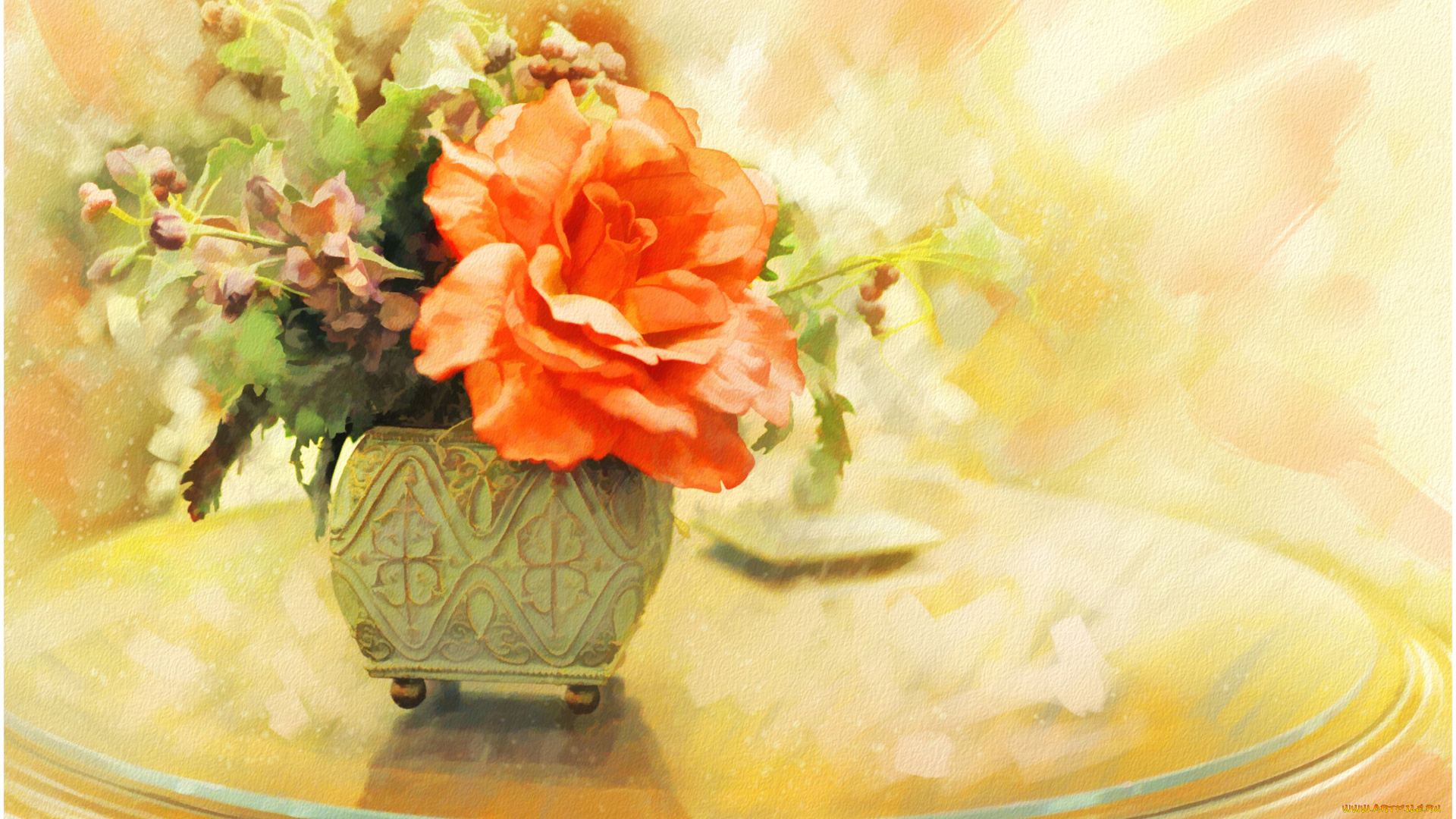 рисованные, цветы, букет