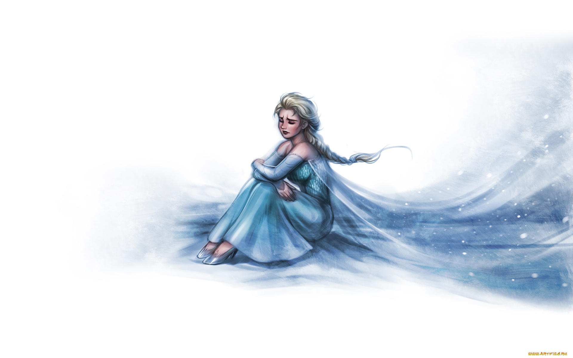 девушка, рисованные, люди, холодное, сердце, белый, фон, frozen