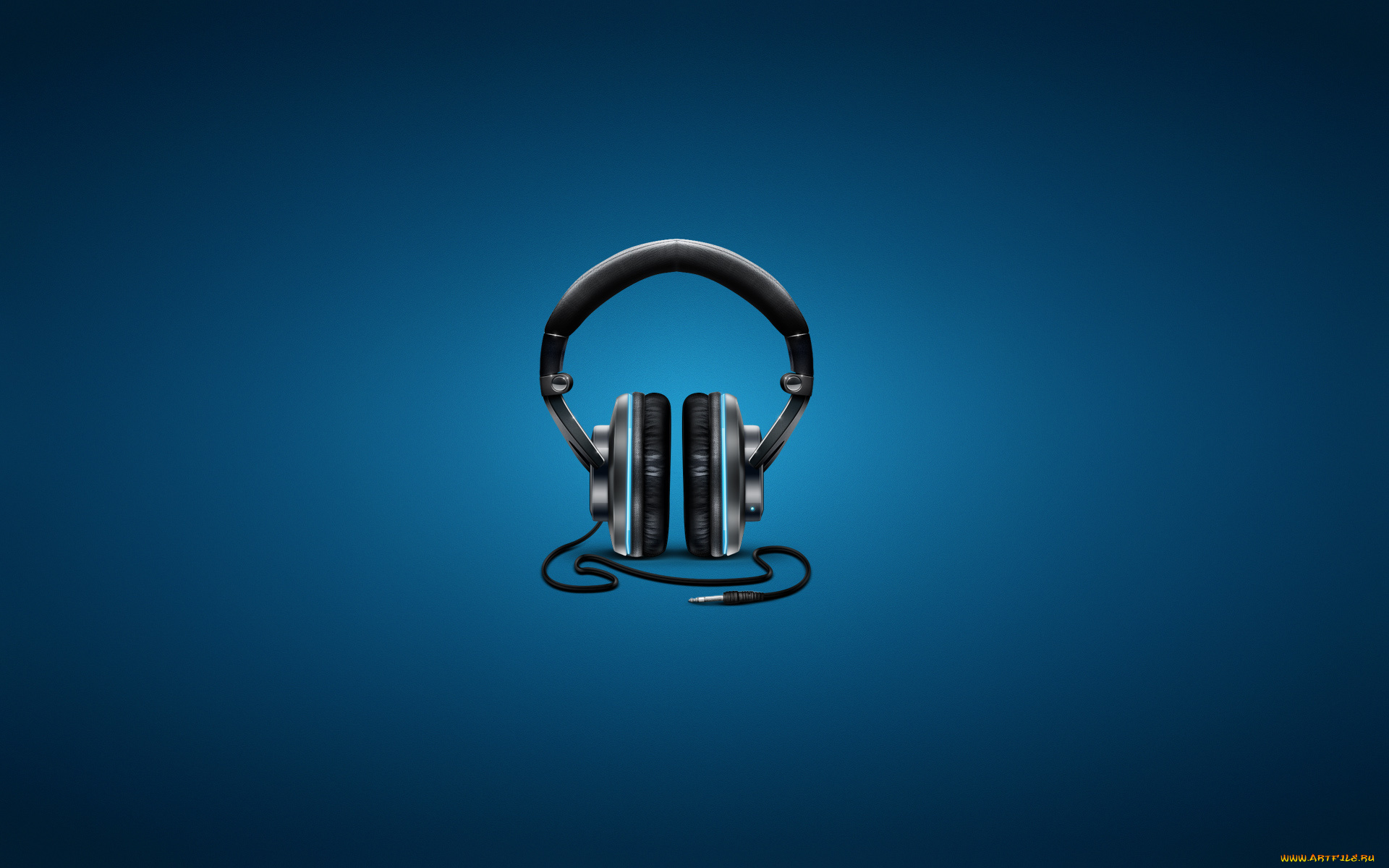 наушники, рисованные, минимализм, синий, фон