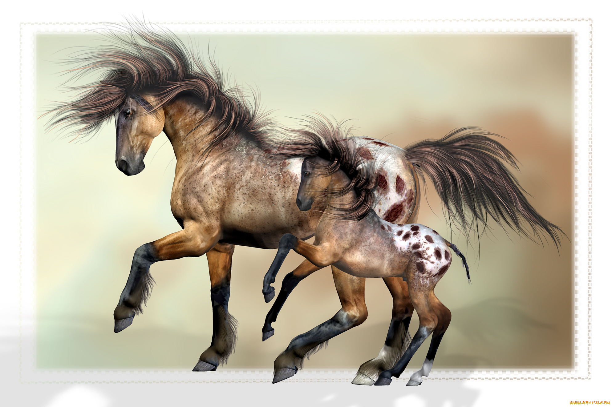 рисованные, животные, , лошади, лошадь