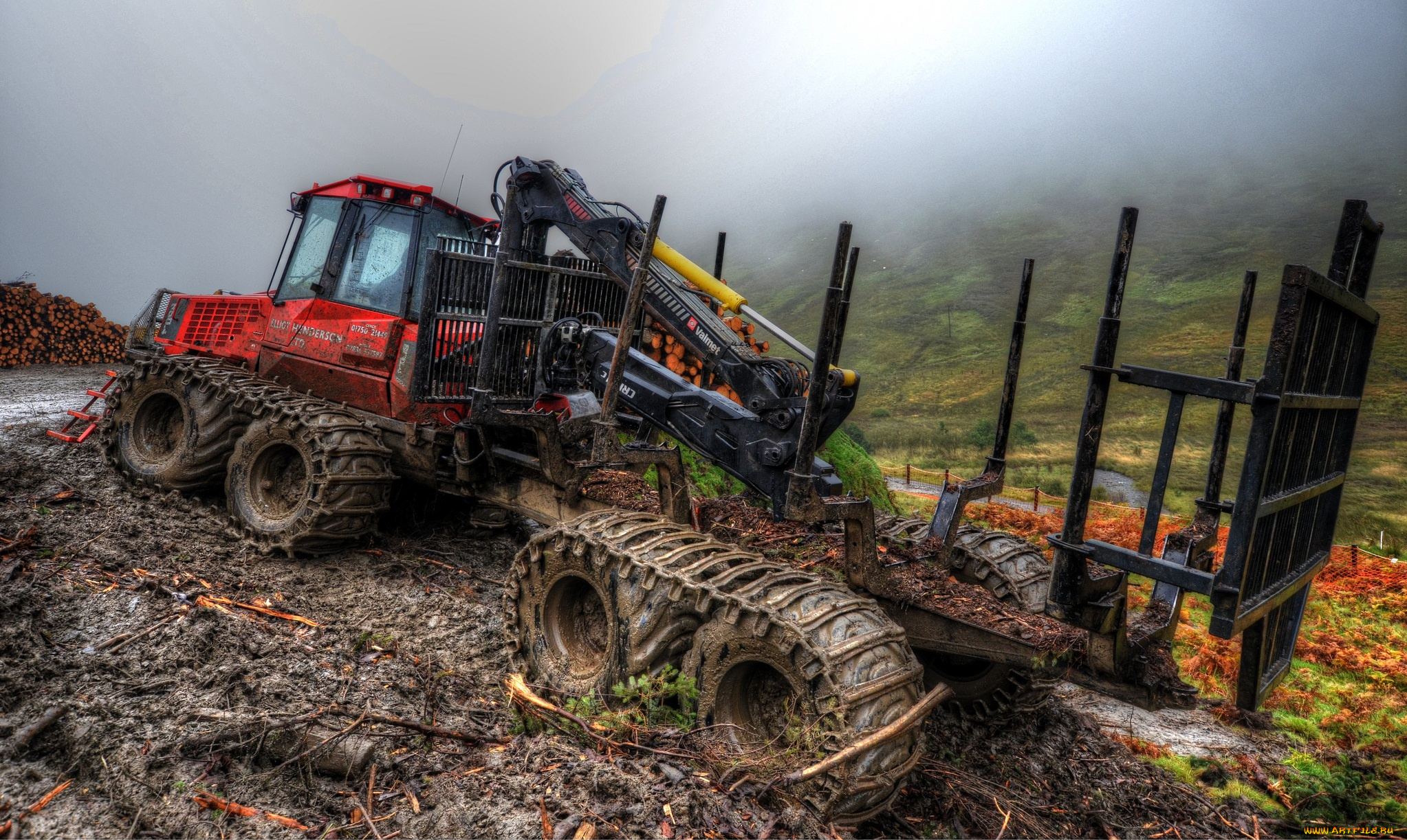 техника, тракторы, на, гусенецах, трактор, прицеп, грунтозахваты