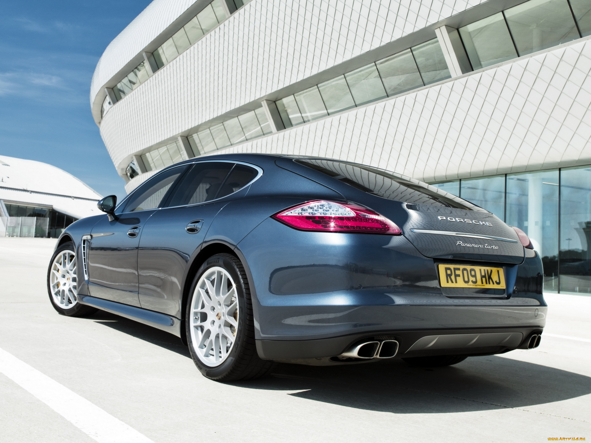 автомобили, porsche, turbo, panamera, синий, 2009, 970, uk-spec