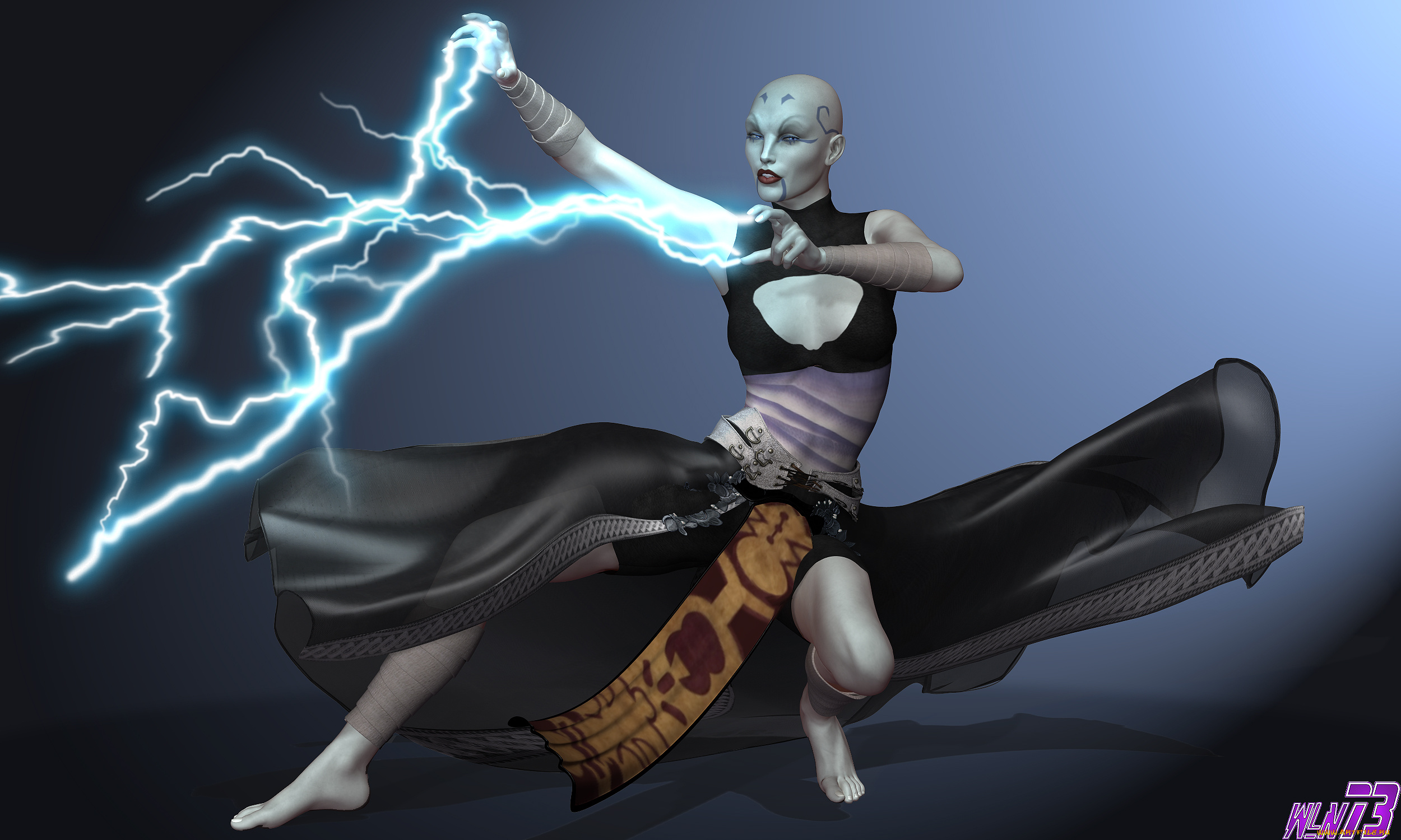 3д, графика, fantasy, , фантазия, девушка, молния