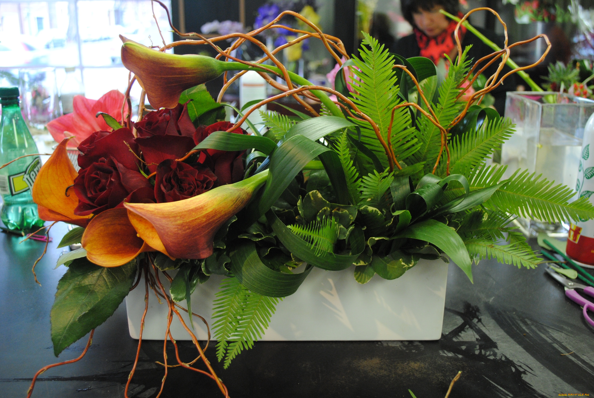 цветы, букеты, , композиции, каллы, розы, букет