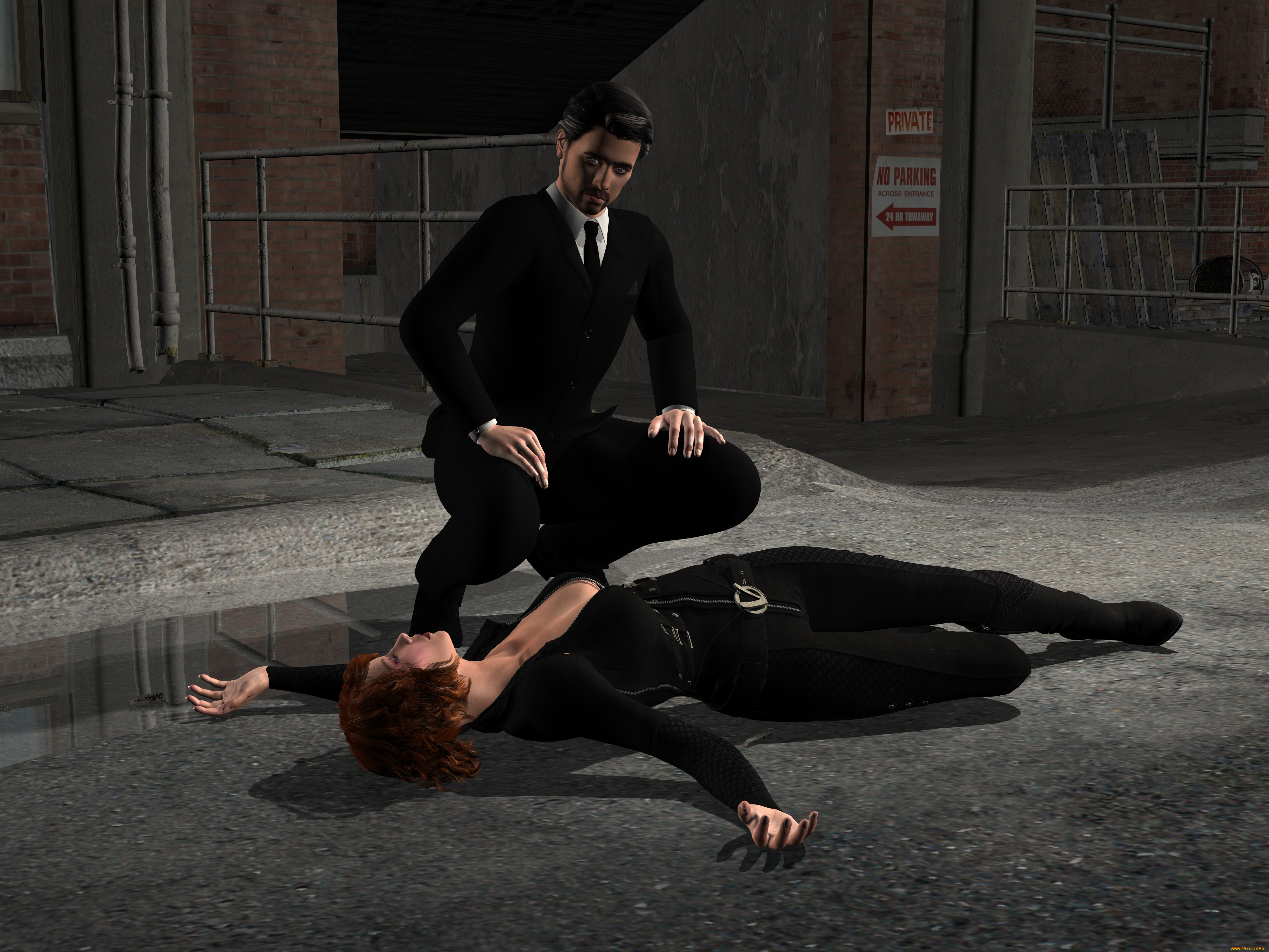 3д, графика, fantasy, , фантазия, ночь, улица