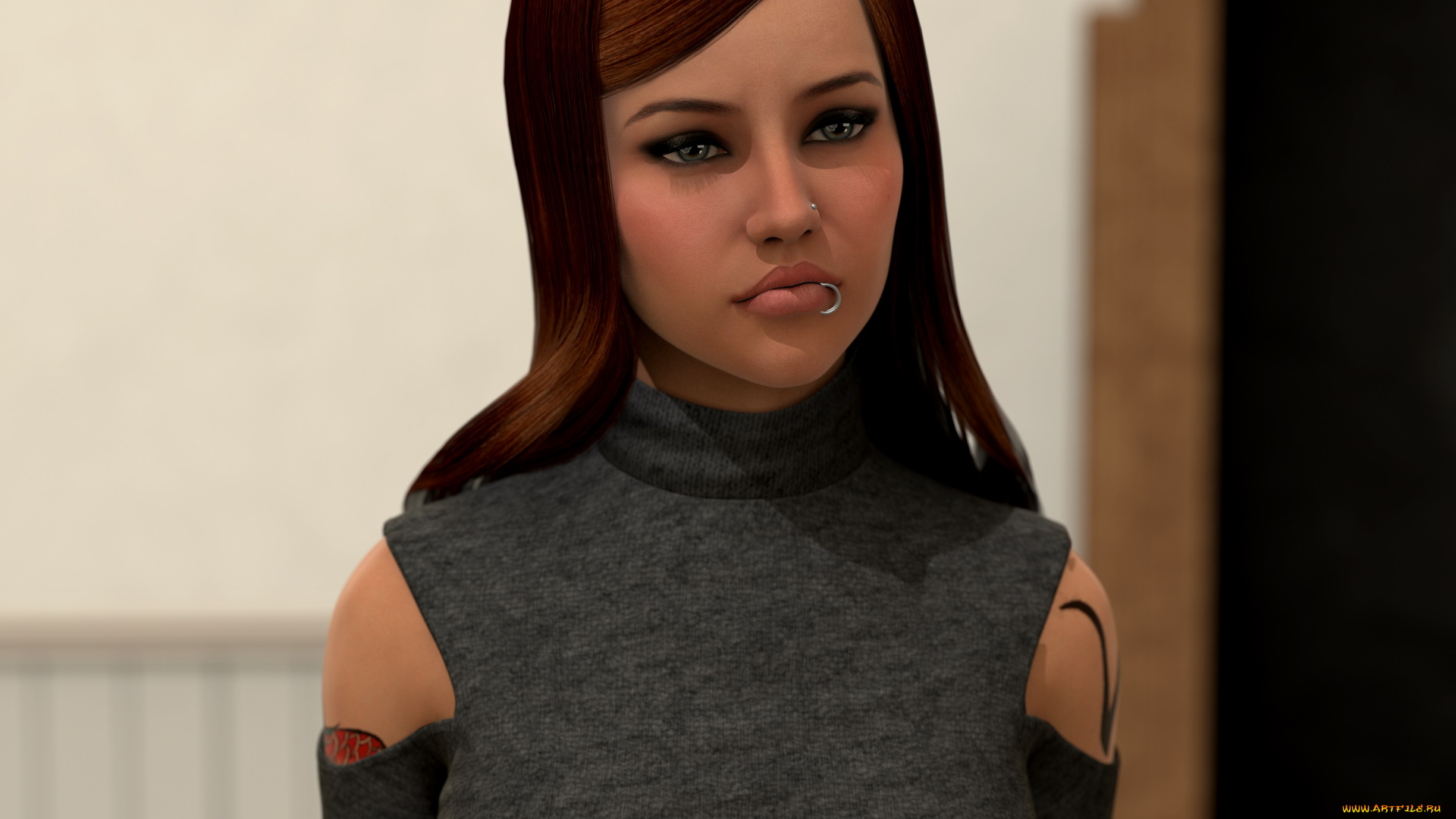 3д, графика, люди, , people, девушка, взгляд, фон