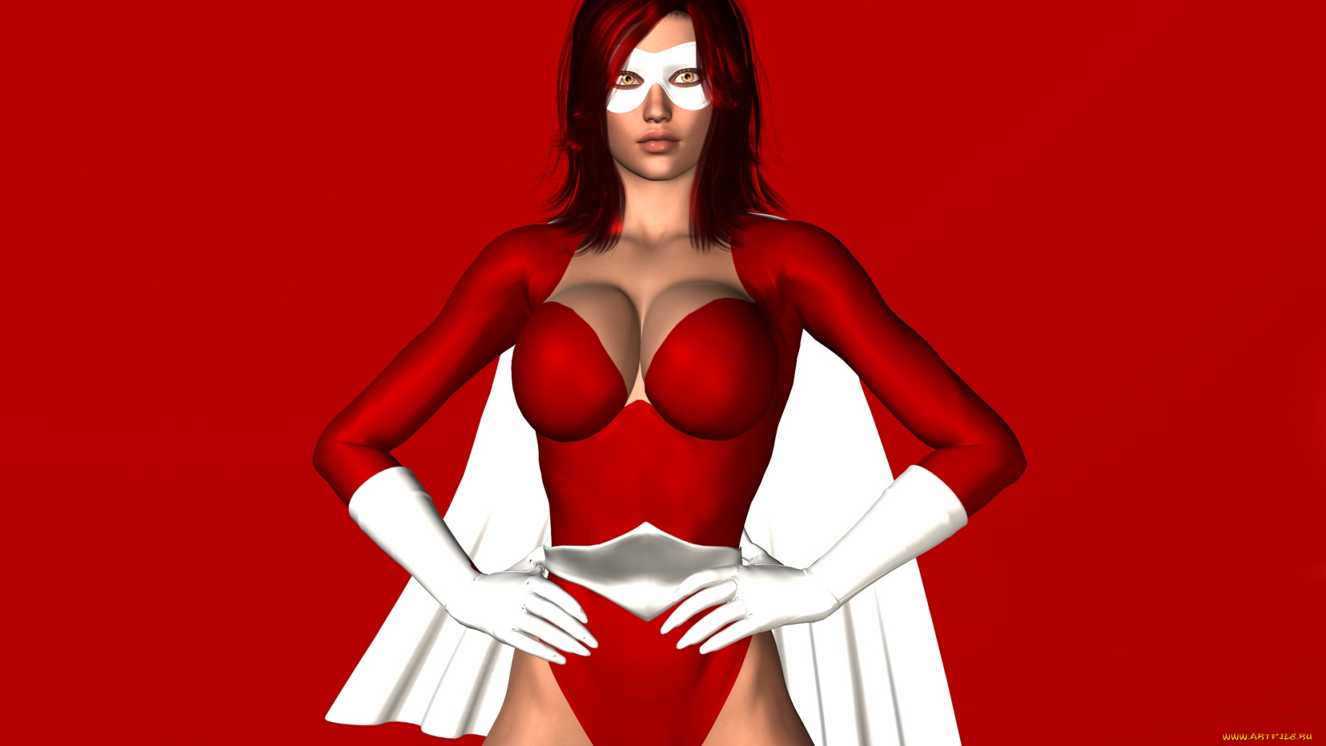 3д, графика, люди, , people, девушка, взгляд, фон, грудь, маска