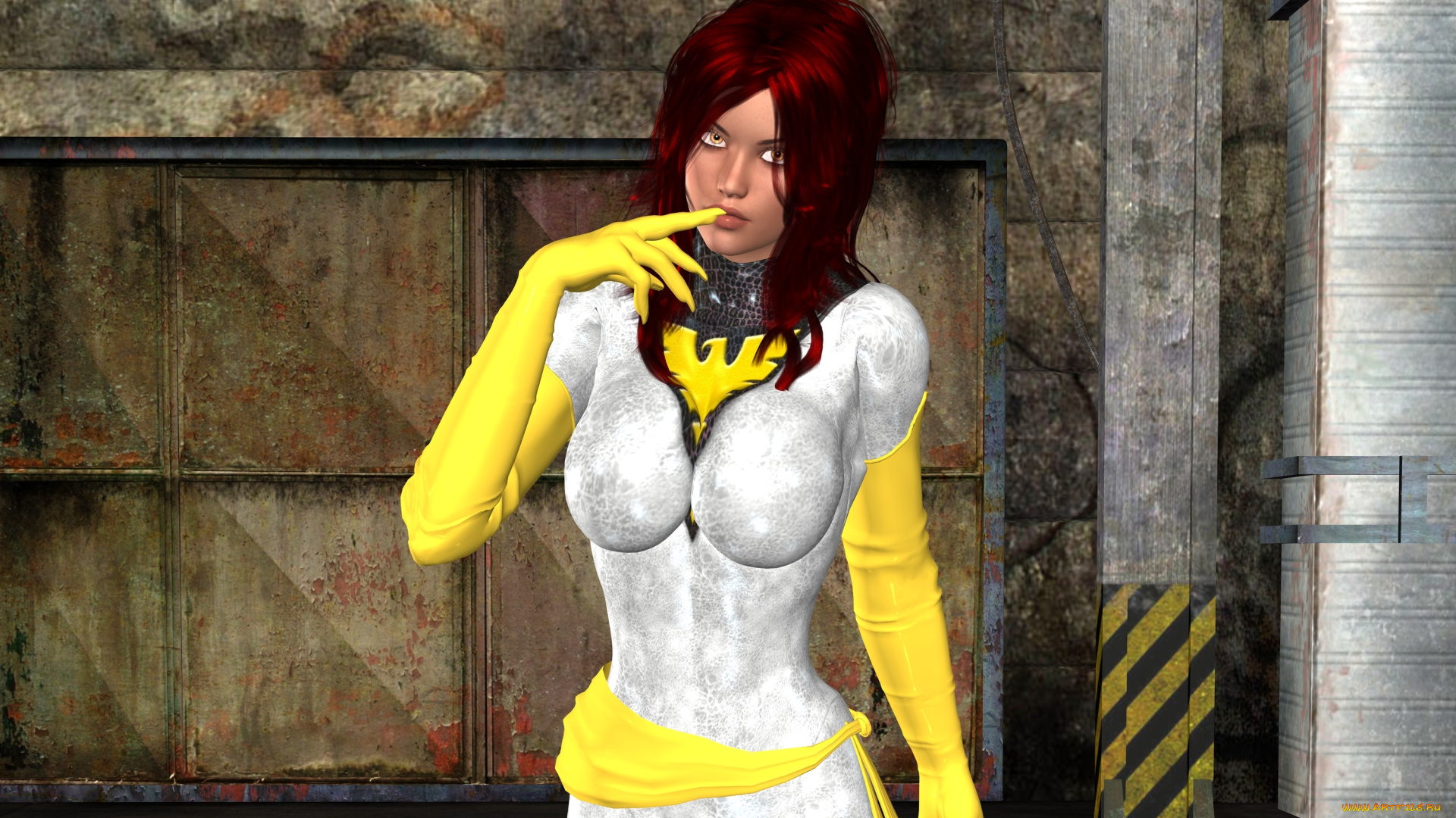 3д, графика, люди, , people, фон, взгляд, девушка, рыжая