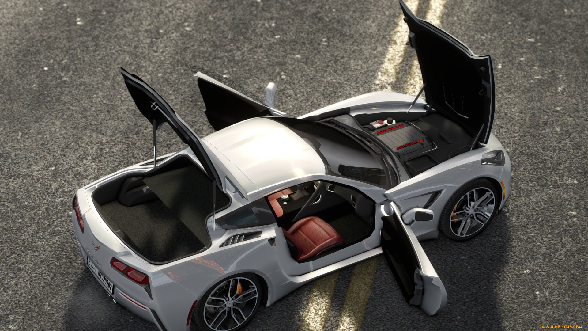 автомобили, 3д, corvette