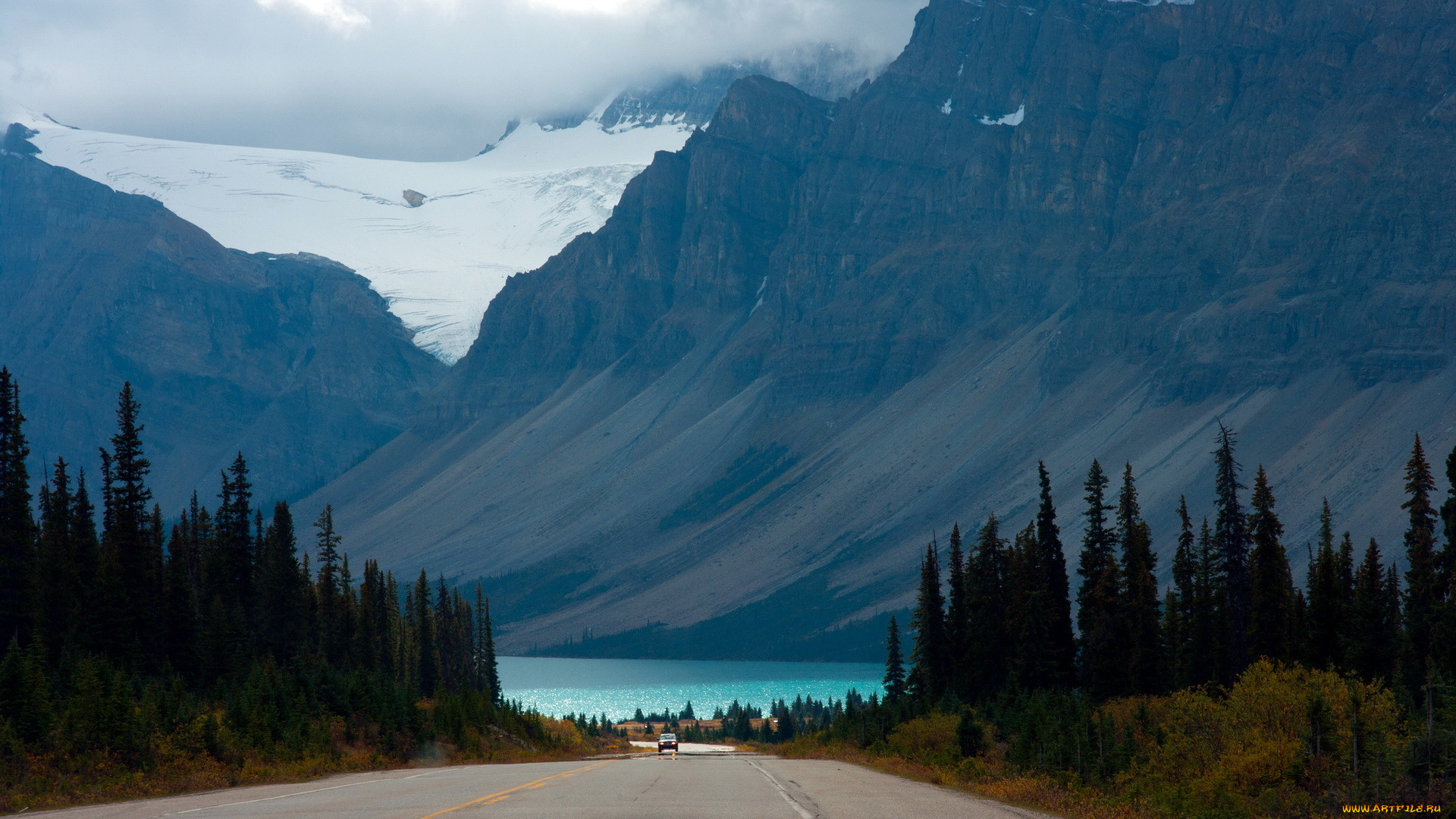 природа, дороги, снег, горы, деревья