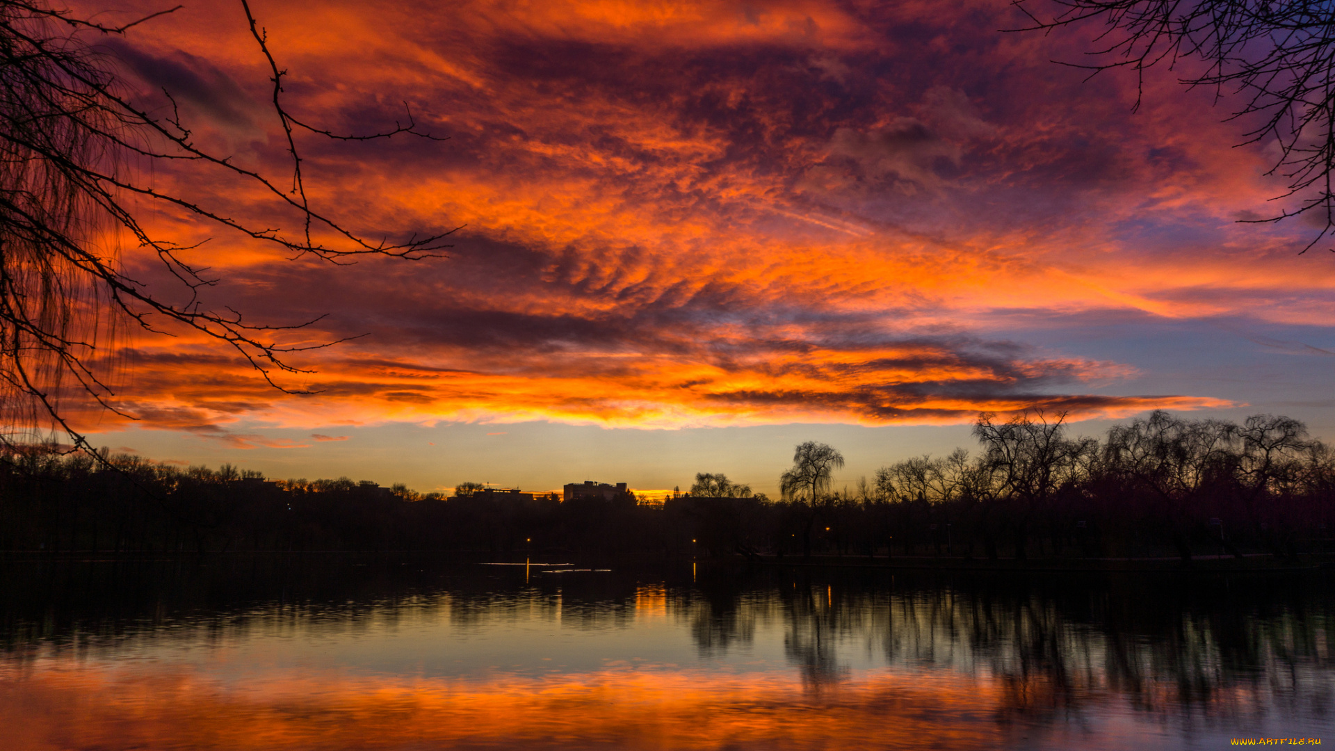 природа, реки, озера, озеро, закат