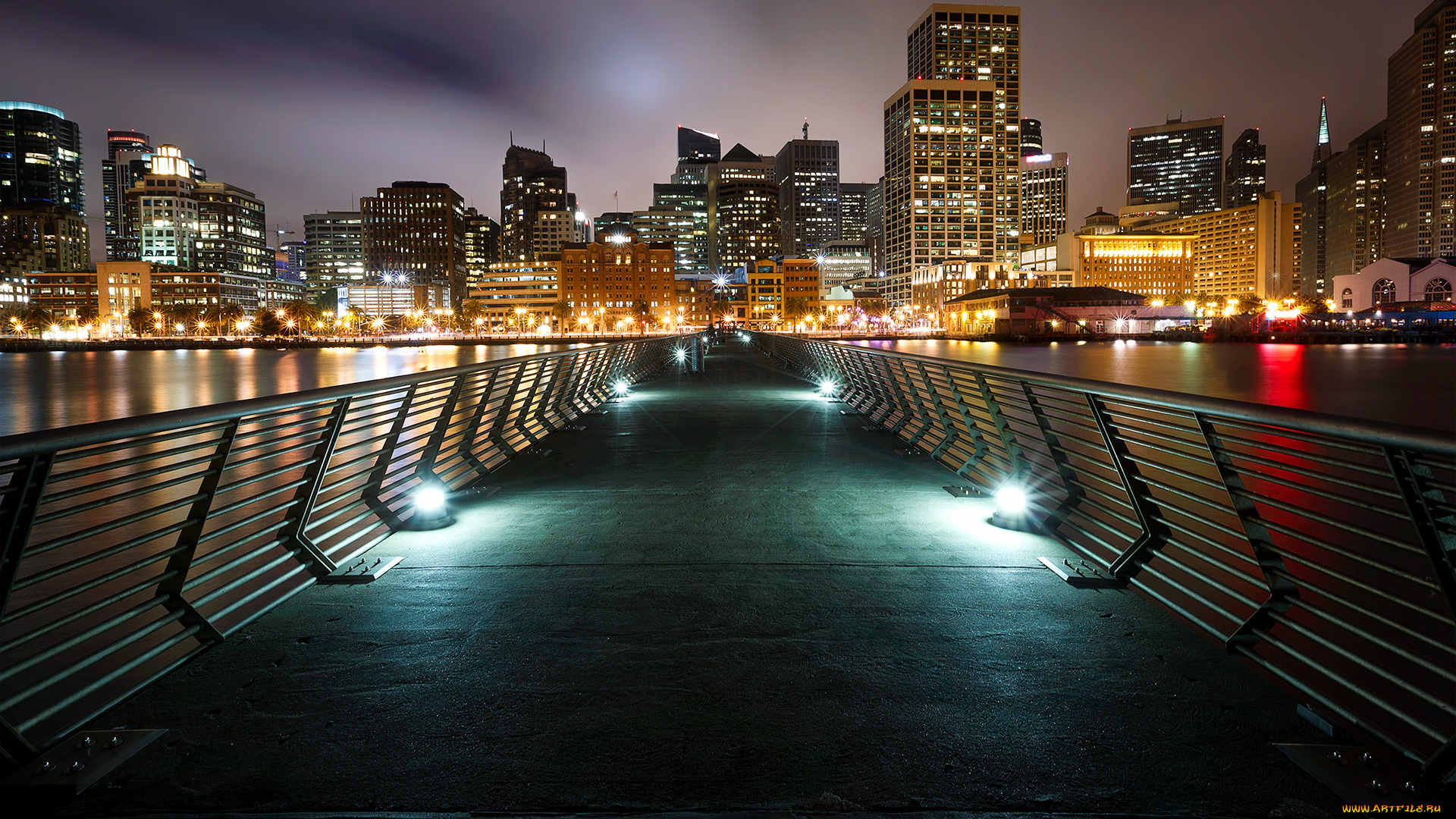 san, francisco, города, сан-франциско, , сша, огни, здания, мост, ночь