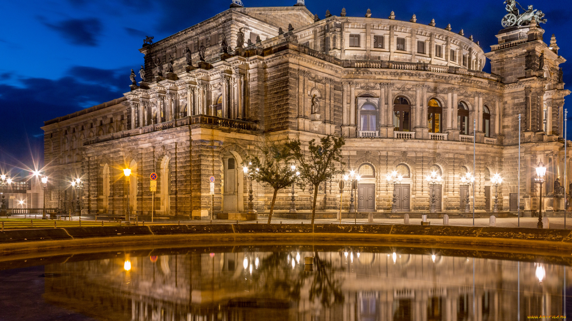 semperoper, in, dresden, , germany, города, дрезден, , германия, дворец, площадь, ночь