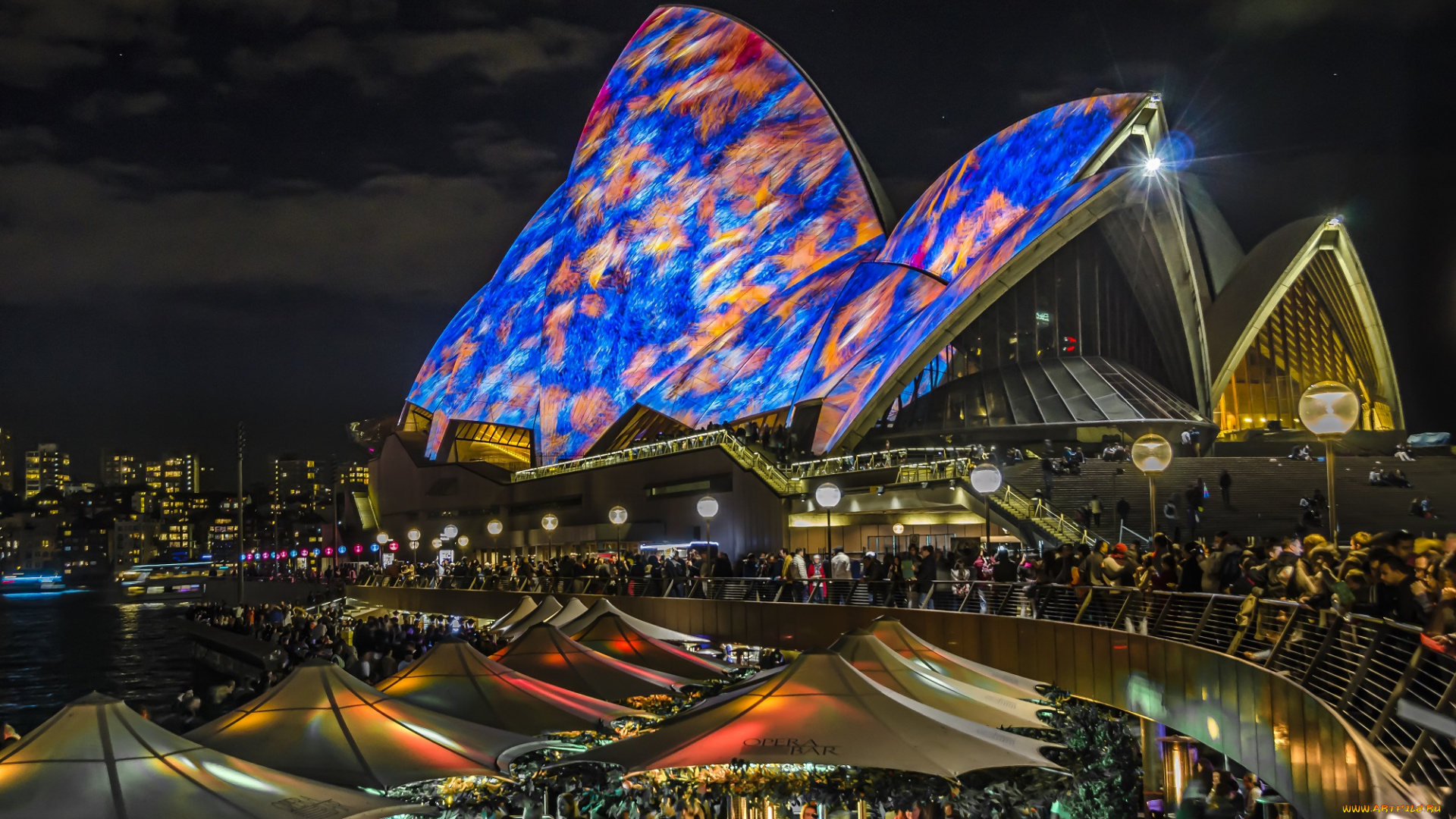 sydney, opera, house, города, сидней, , австралия, ночь, площадь, здание, опера