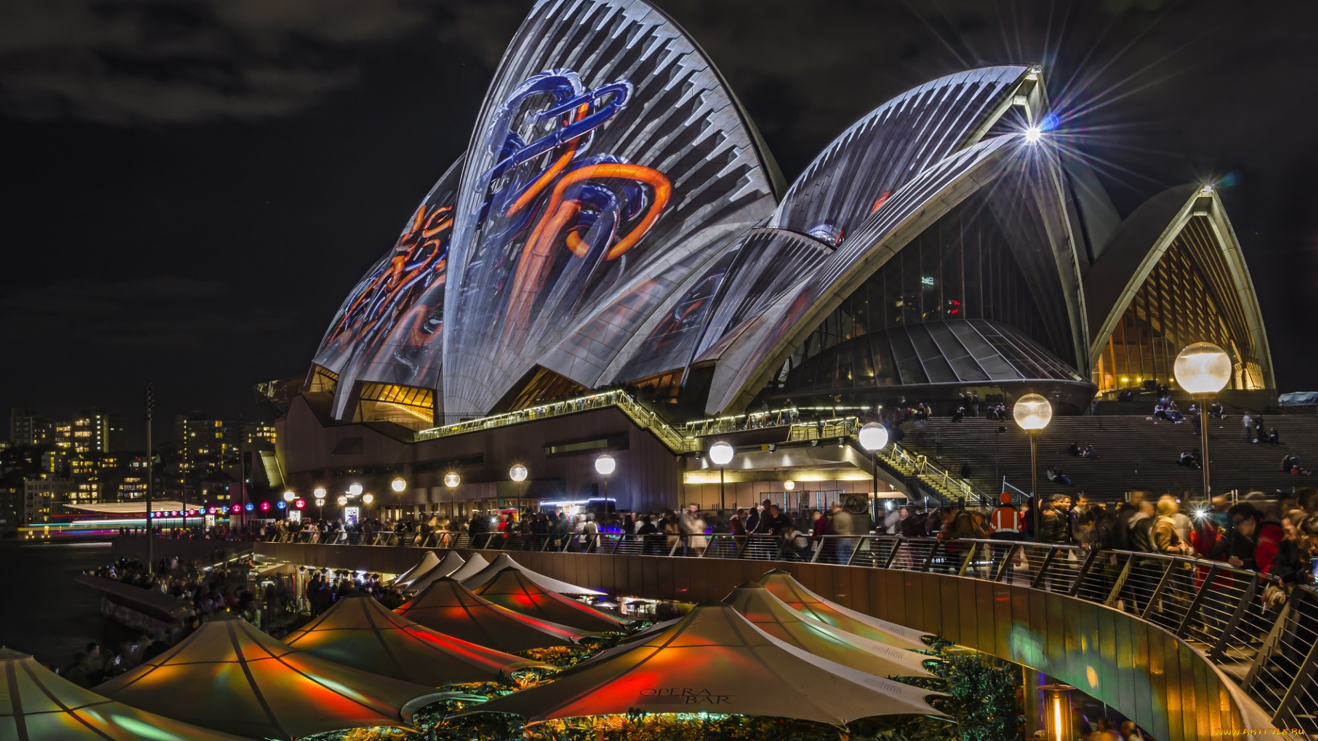 sydney, opera, house, города, сидней, , австралия, ночь, опера, здание, площадь