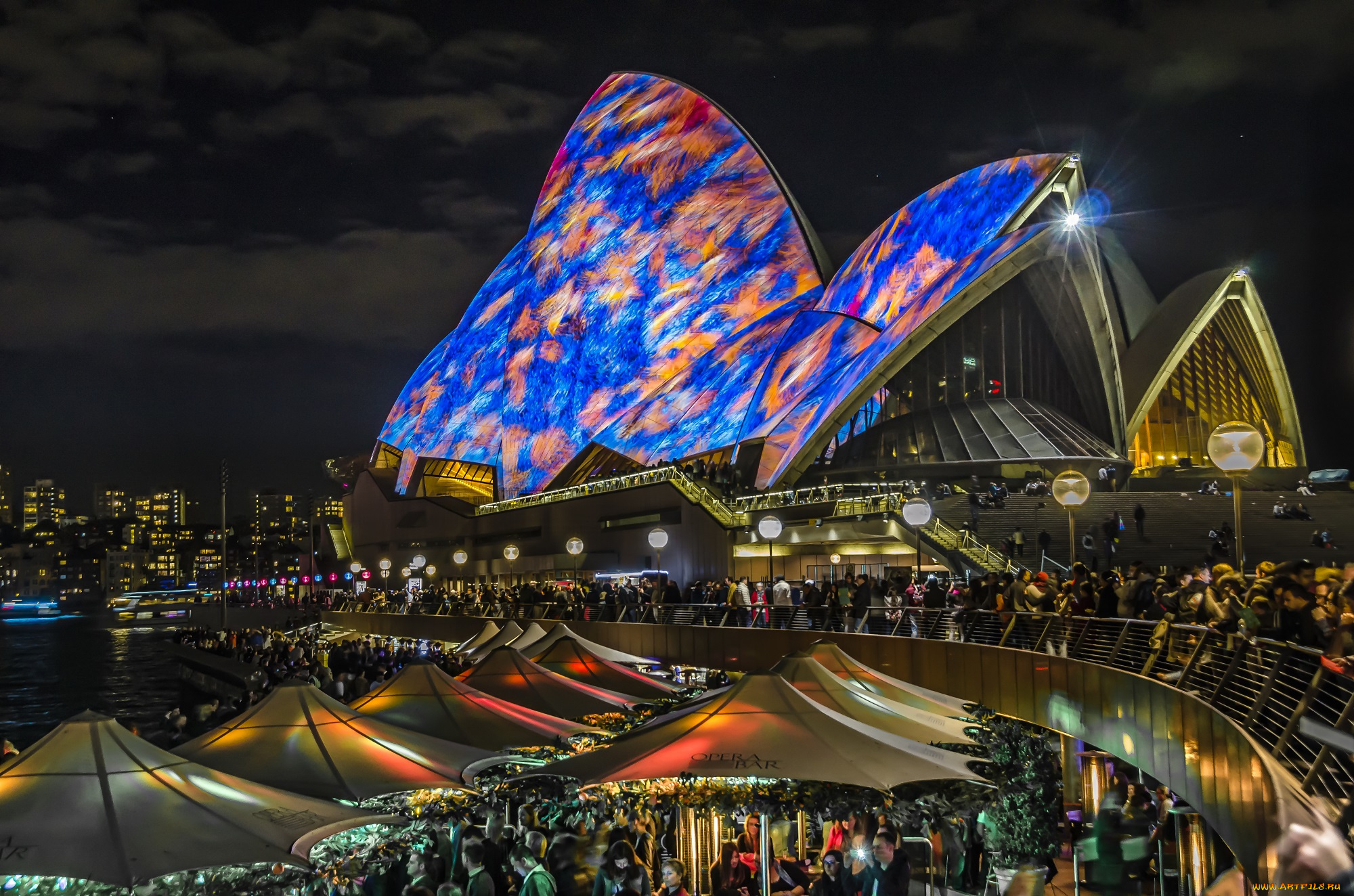 sydney, opera, house, города, сидней, , австралия, ночь, площадь, здание, опера