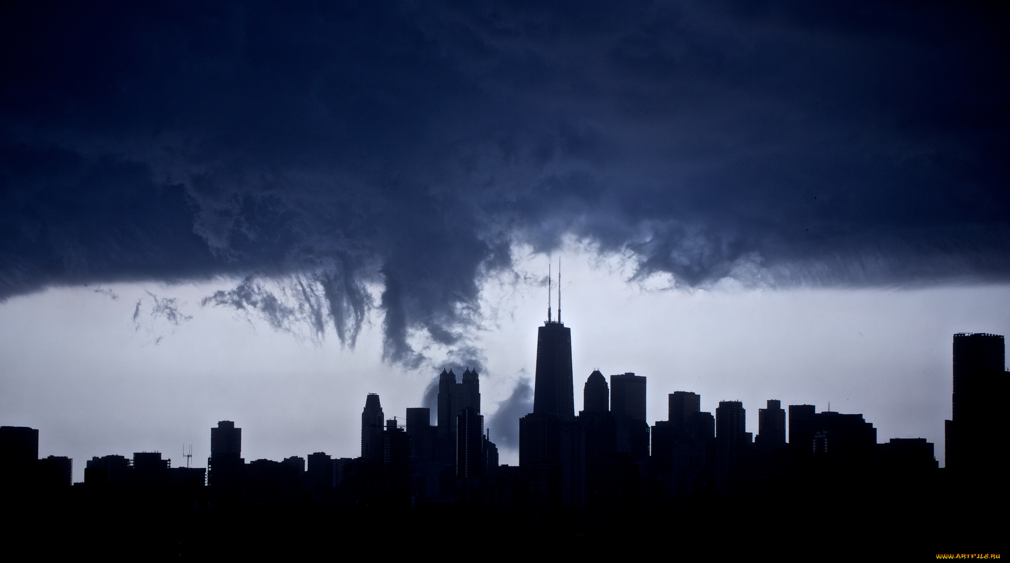 города, -, панорамы, тучи, город, шторм, стихия