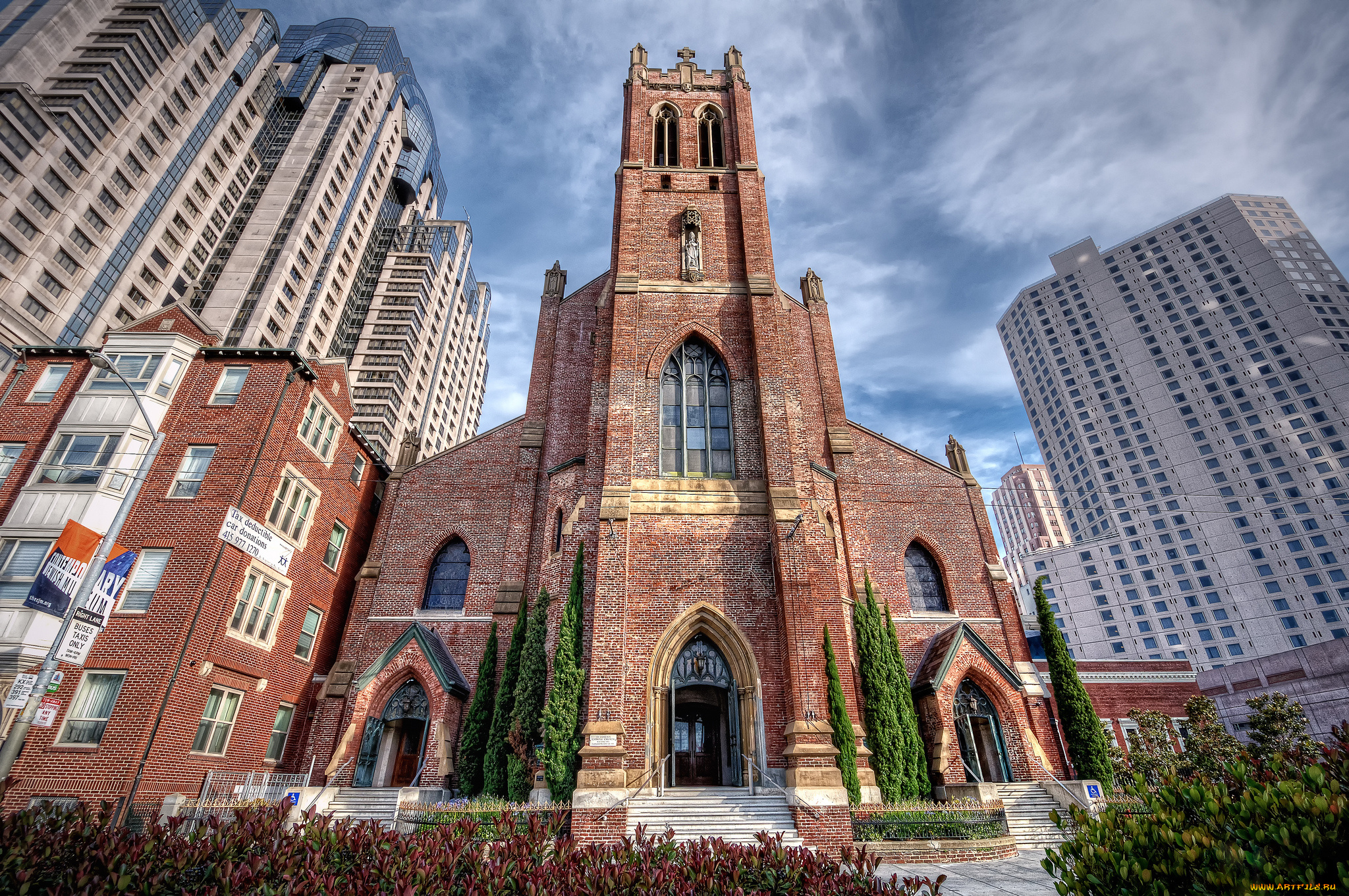 st, , patrick`s, catholic, church, , san, francisco, города, сан-франциско, , сша, храм, площадь