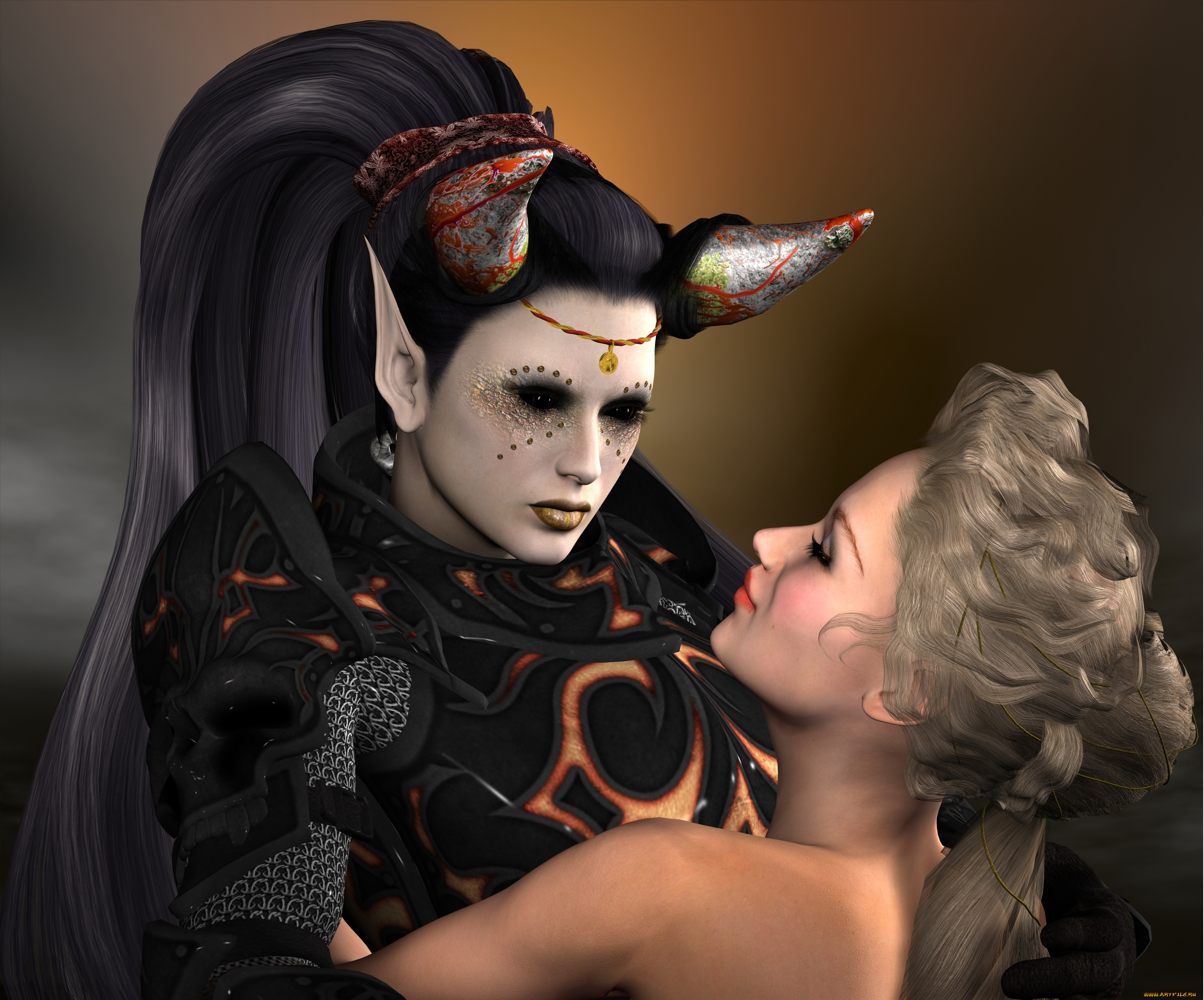 3д, графика, существа, , creatures, фон, кастаника, девушка, взгляд